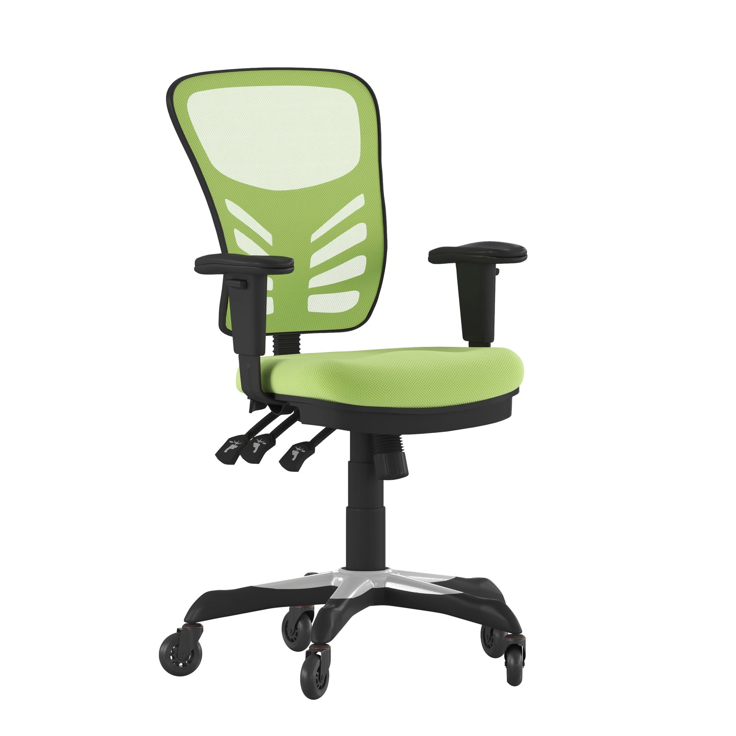 Nicholas Mid-Back Green Mesh Multifunction Executive Swivel Ergonomic Office Chair with Adjustable Arms and Transparent Roller Wheels Green/Black Frame