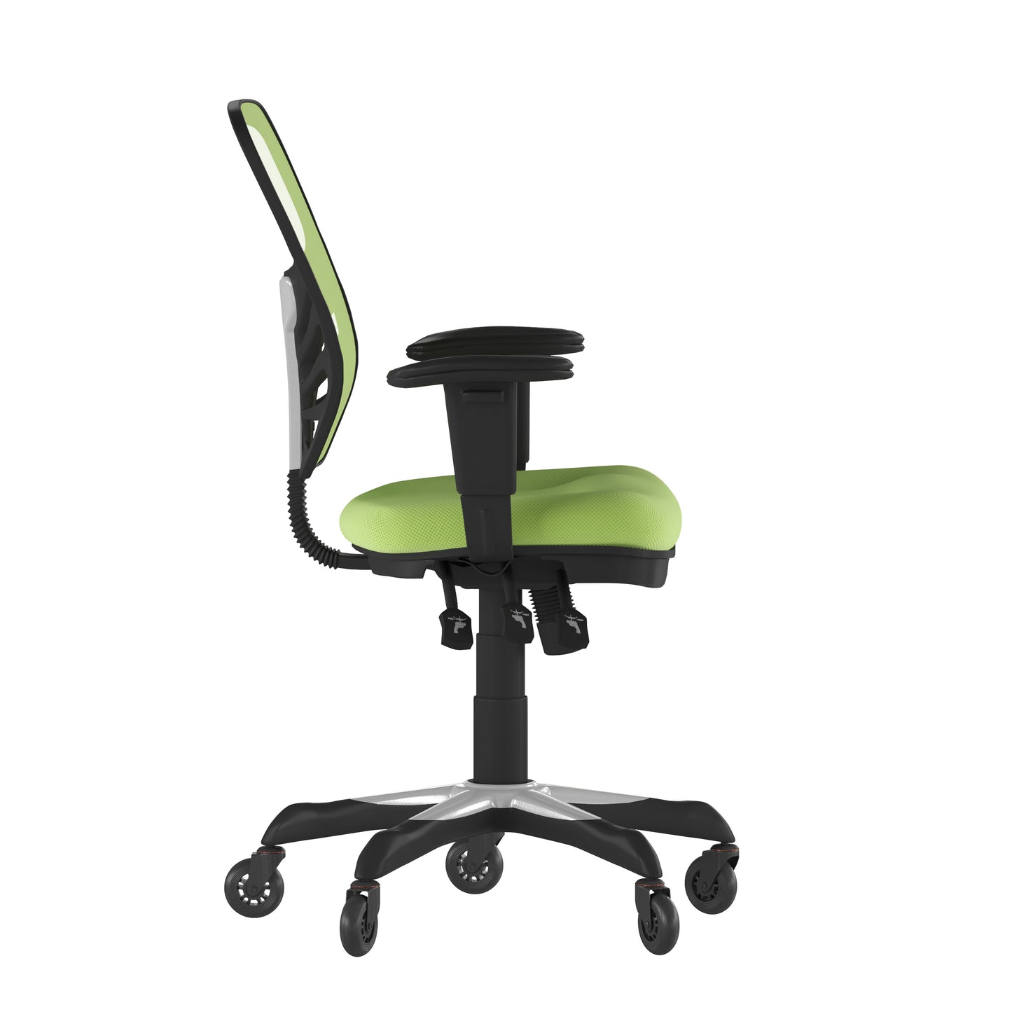 Nicholas Mid-Back Green Mesh Multifunction Executive Swivel Ergonomic Office Chair with Adjustable Arms and Transparent Roller Wheels Green/Black Frame