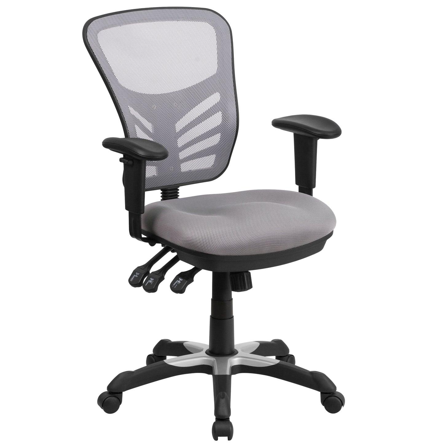 Nicholas Mid-Back Gray Mesh Multifunction Executive Swivel Ergonomic Office Chair with Adjustable Arms Gray/Black Frame