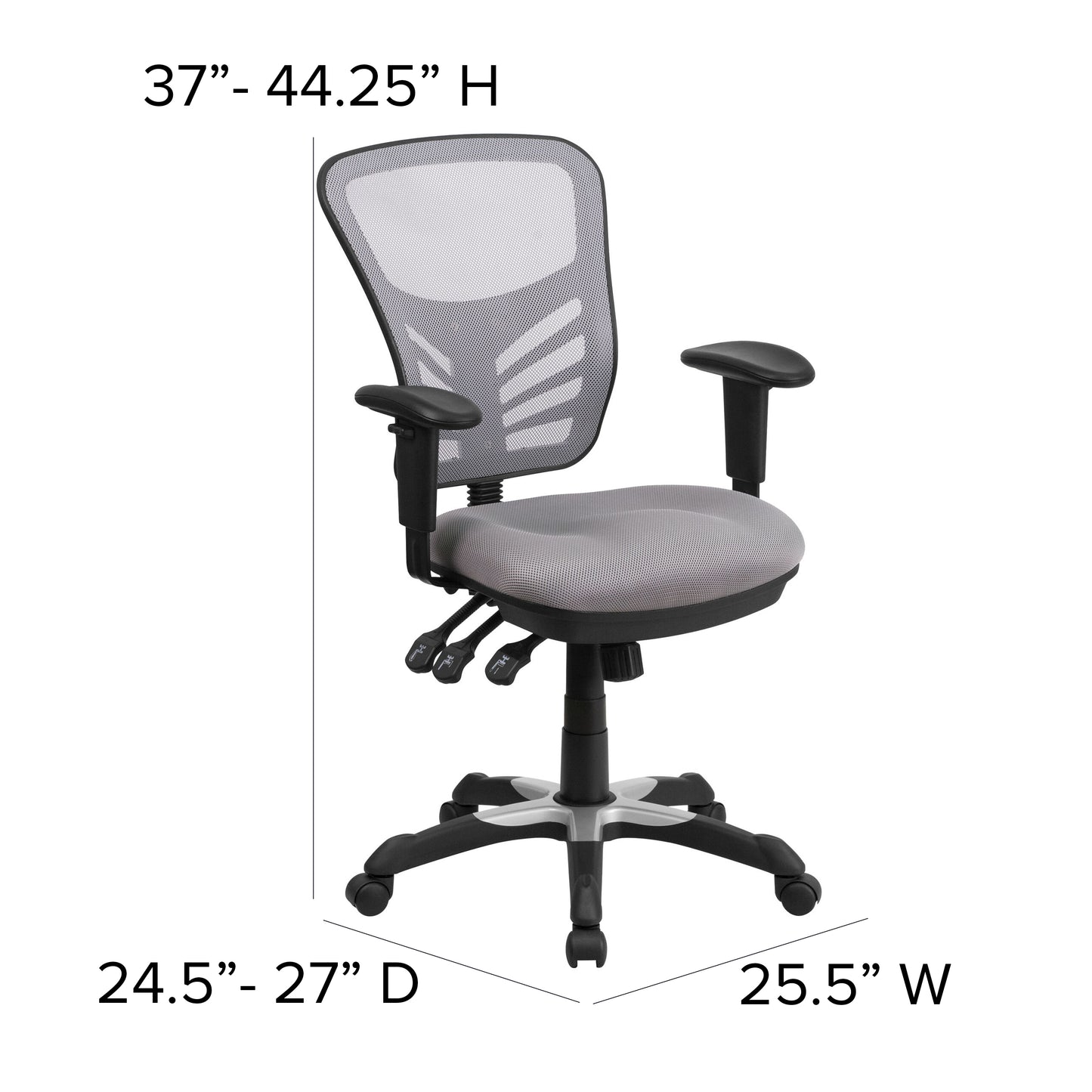 Nicholas Mid-Back Gray Mesh Multifunction Executive Swivel Ergonomic Office Chair with Adjustable Arms Gray/Black Frame