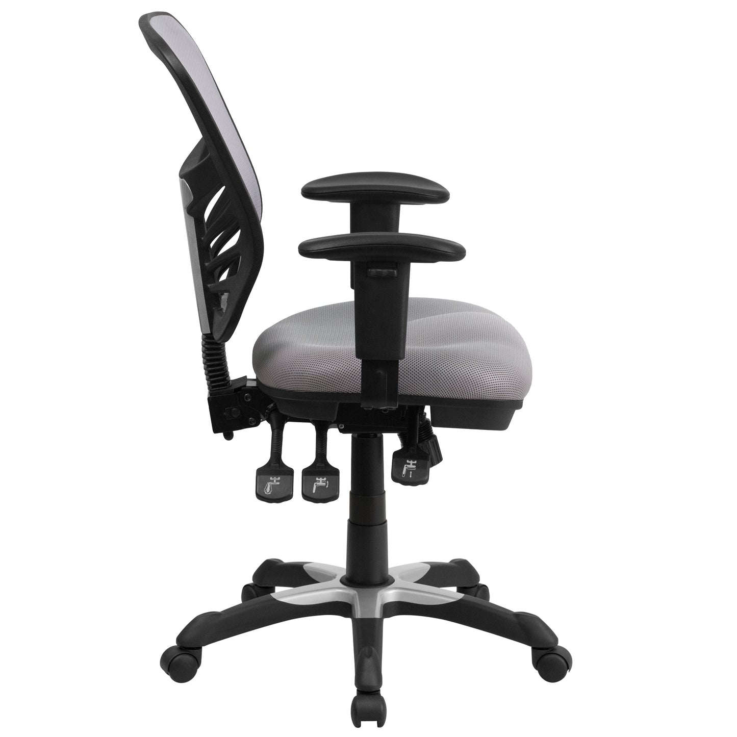 Nicholas Mid-Back Gray Mesh Multifunction Executive Swivel Ergonomic Office Chair with Adjustable Arms Gray/Black Frame