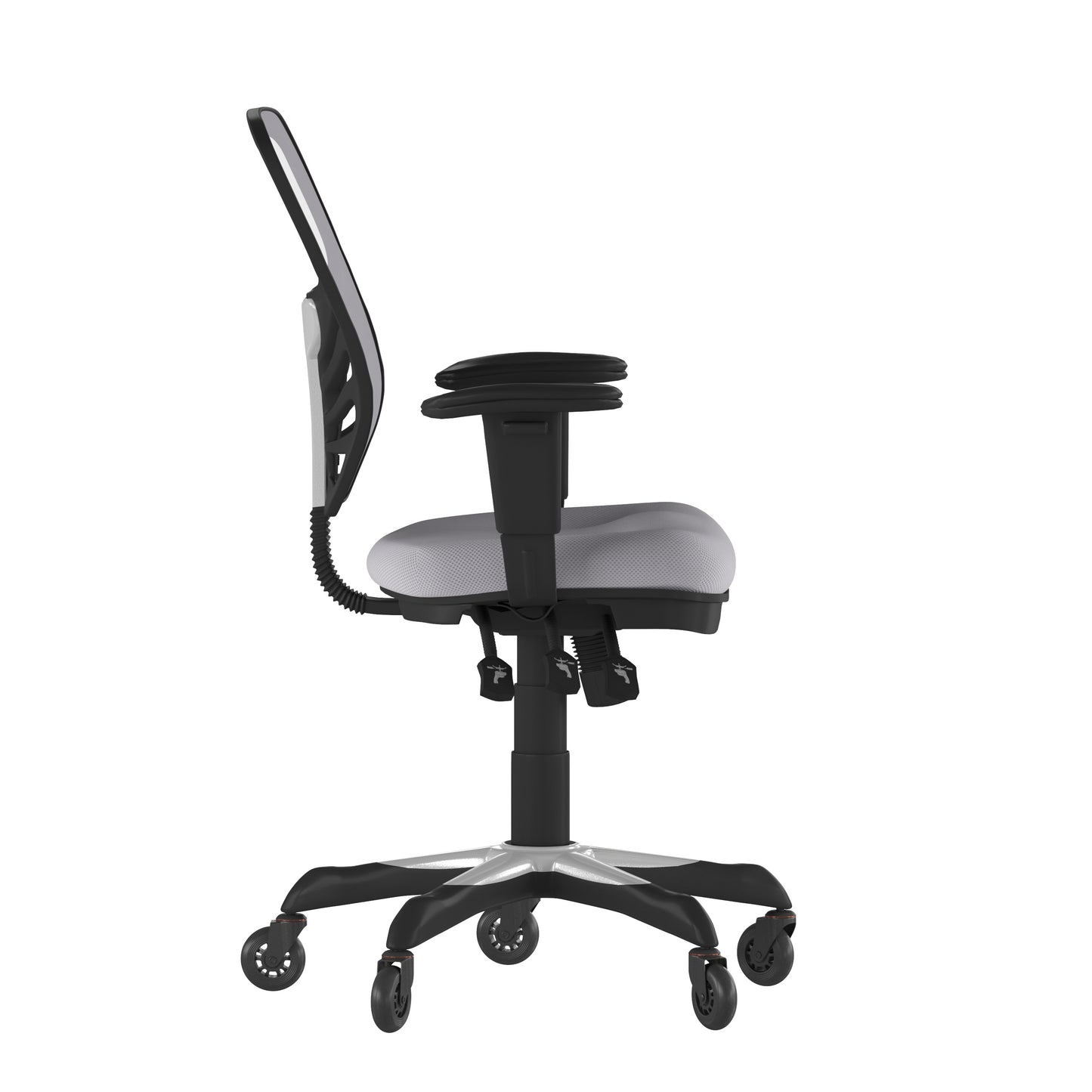 Nicholas Mid-Back Gray Mesh Multifunction Executive Swivel Ergonomic Office Chair with Adjustable Arms and Transparent Roller Wheels Gray/Black Frame
