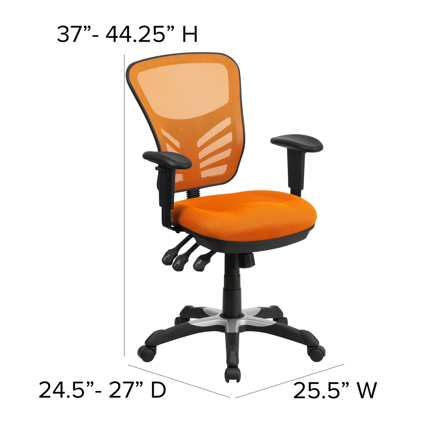 Nicholas Mid-Back Orange Mesh Multifunction Executive Swivel Ergonomic Office Chair with Adjustable Arms Orange/Black Frame