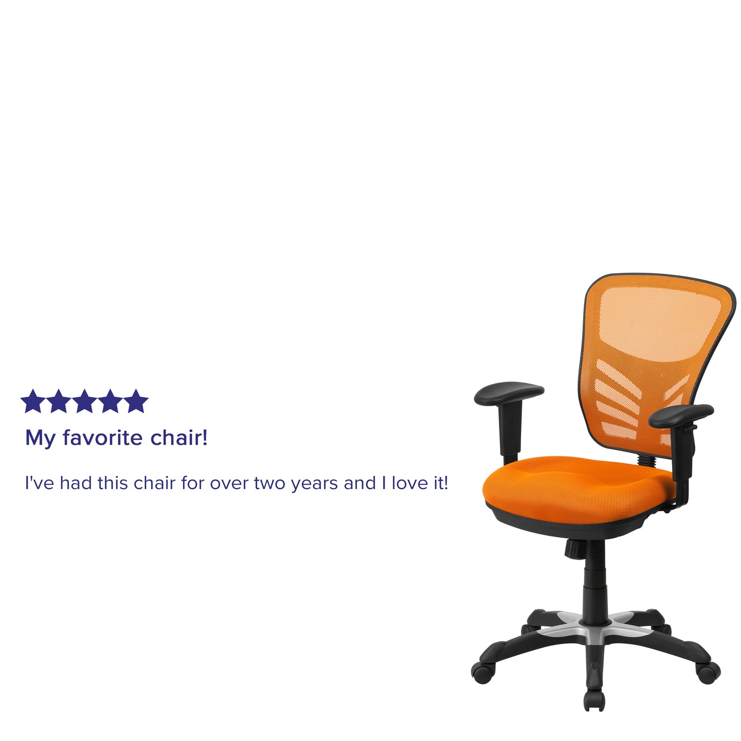 Nicholas Mid-Back Orange Mesh Multifunction Executive Swivel Ergonomic Office Chair with Adjustable Arms Orange/Black Frame