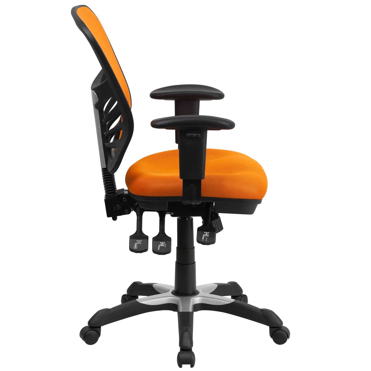 Nicholas Mid-Back Orange Mesh Multifunction Executive Swivel Ergonomic Office Chair with Adjustable Arms Orange/Black Frame