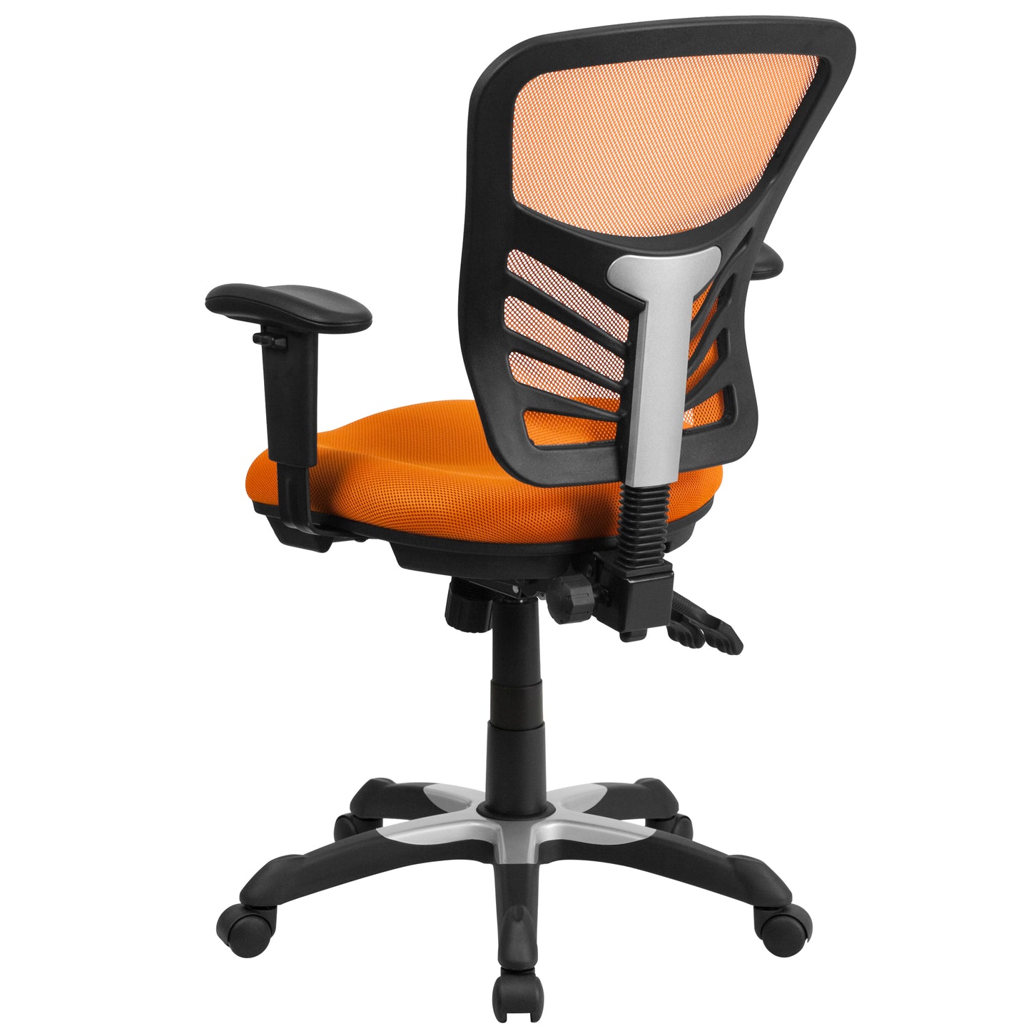 Nicholas Mid-Back Orange Mesh Multifunction Executive Swivel Ergonomic Office Chair with Adjustable Arms Orange/Black Frame