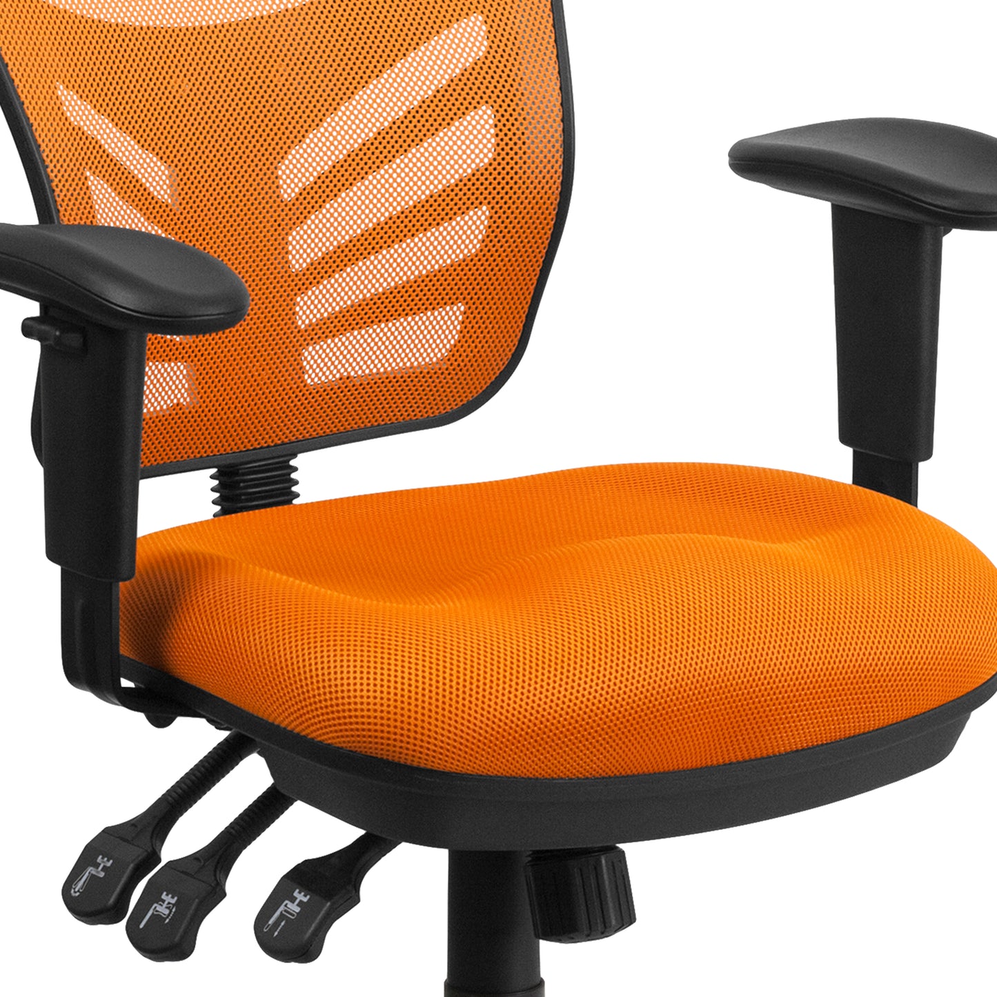 Nicholas Mid-Back Orange Mesh Multifunction Executive Swivel Ergonomic Office Chair with Adjustable Arms Orange/Black Frame