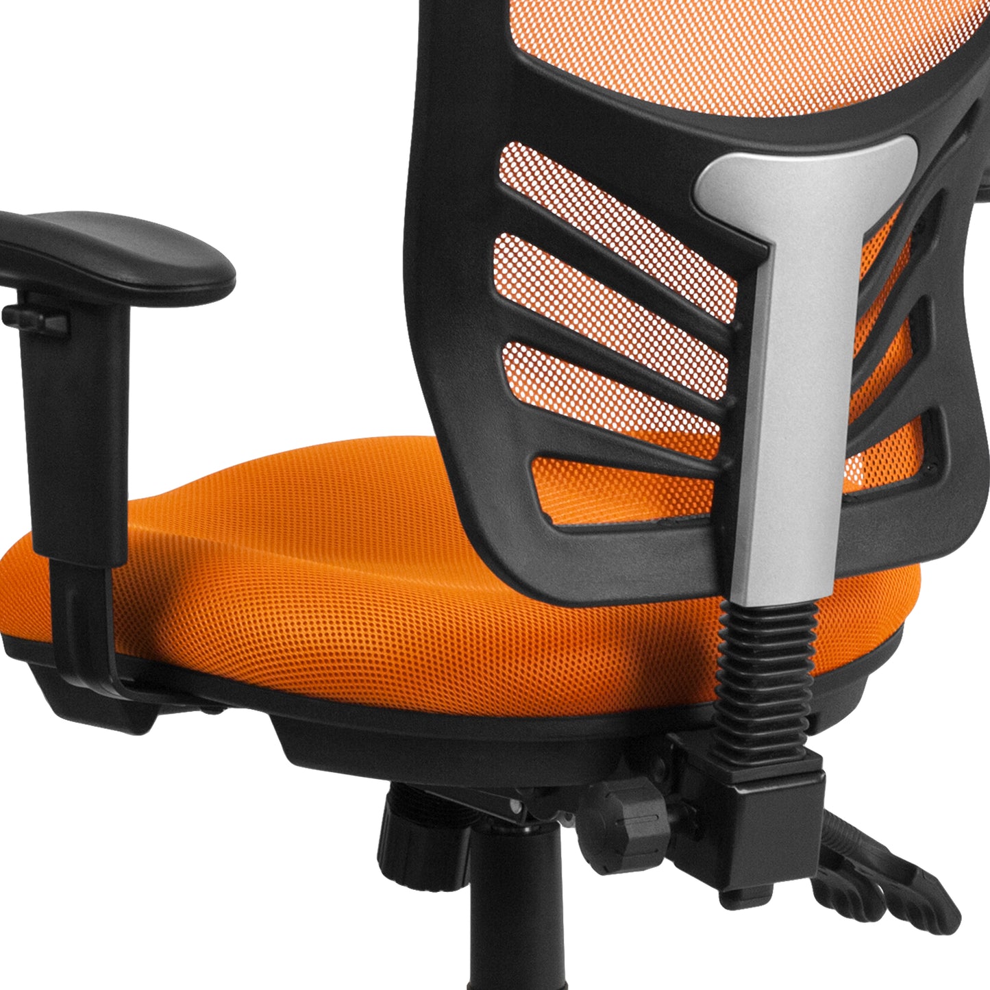 Nicholas Mid-Back Orange Mesh Multifunction Executive Swivel Ergonomic Office Chair with Adjustable Arms Orange/Black Frame