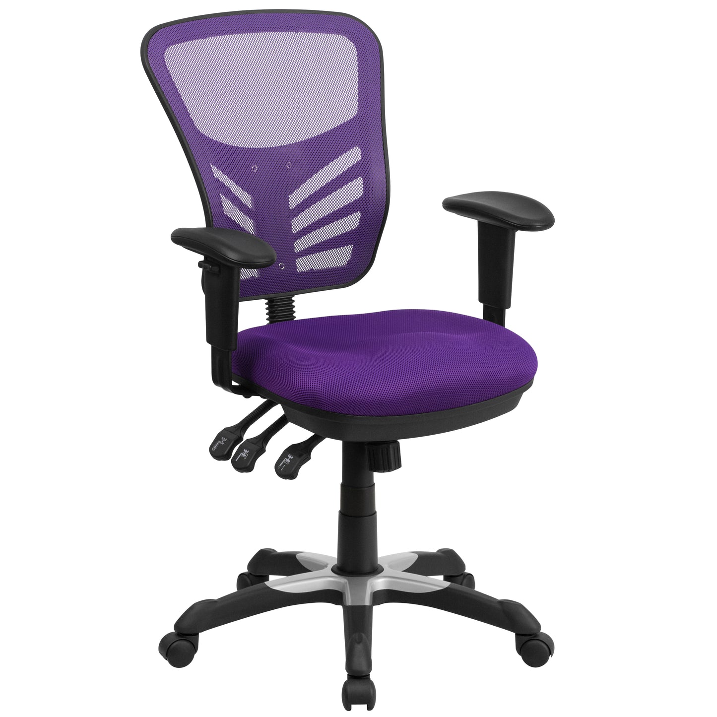 Nicholas Mid-Back Purple Mesh Multifunction Executive Swivel Ergonomic Office Chair with Adjustable Arms Purple/Black Frame