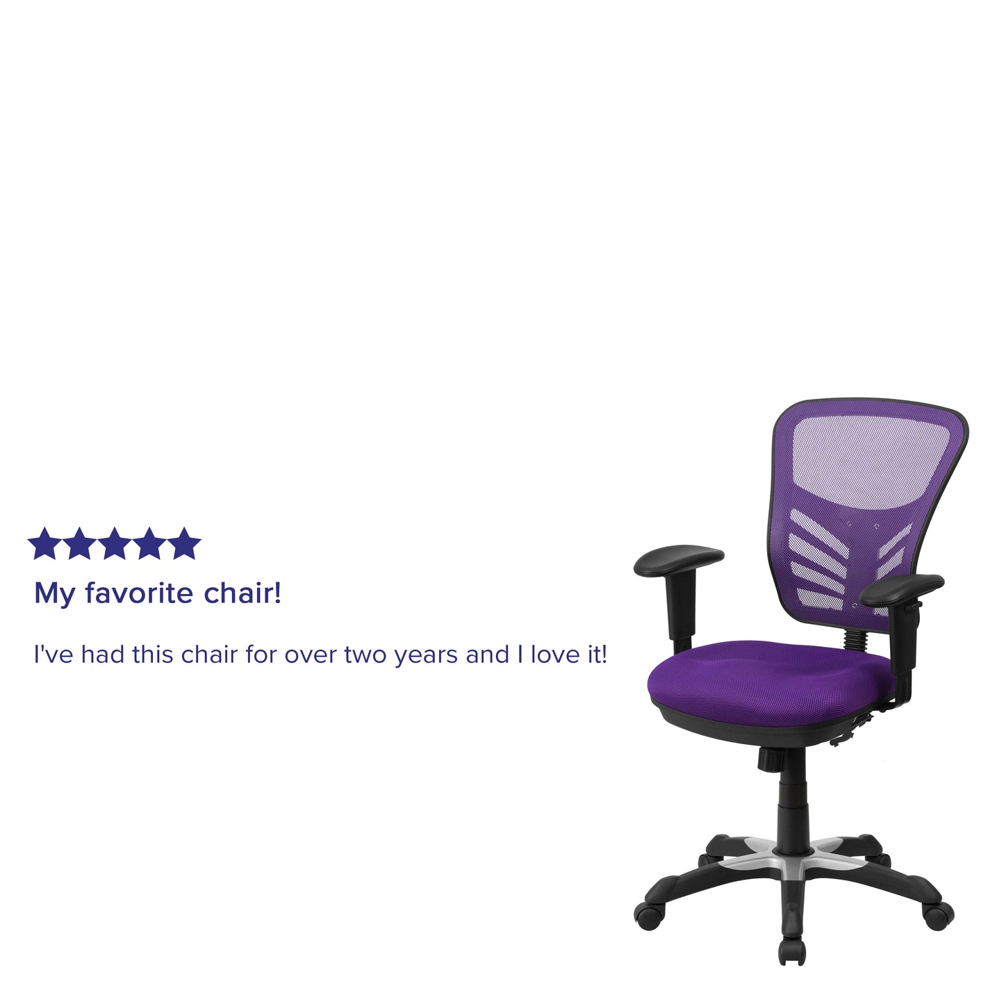 Nicholas Mid-Back Purple Mesh Multifunction Executive Swivel Ergonomic Office Chair with Adjustable Arms Purple/Black Frame