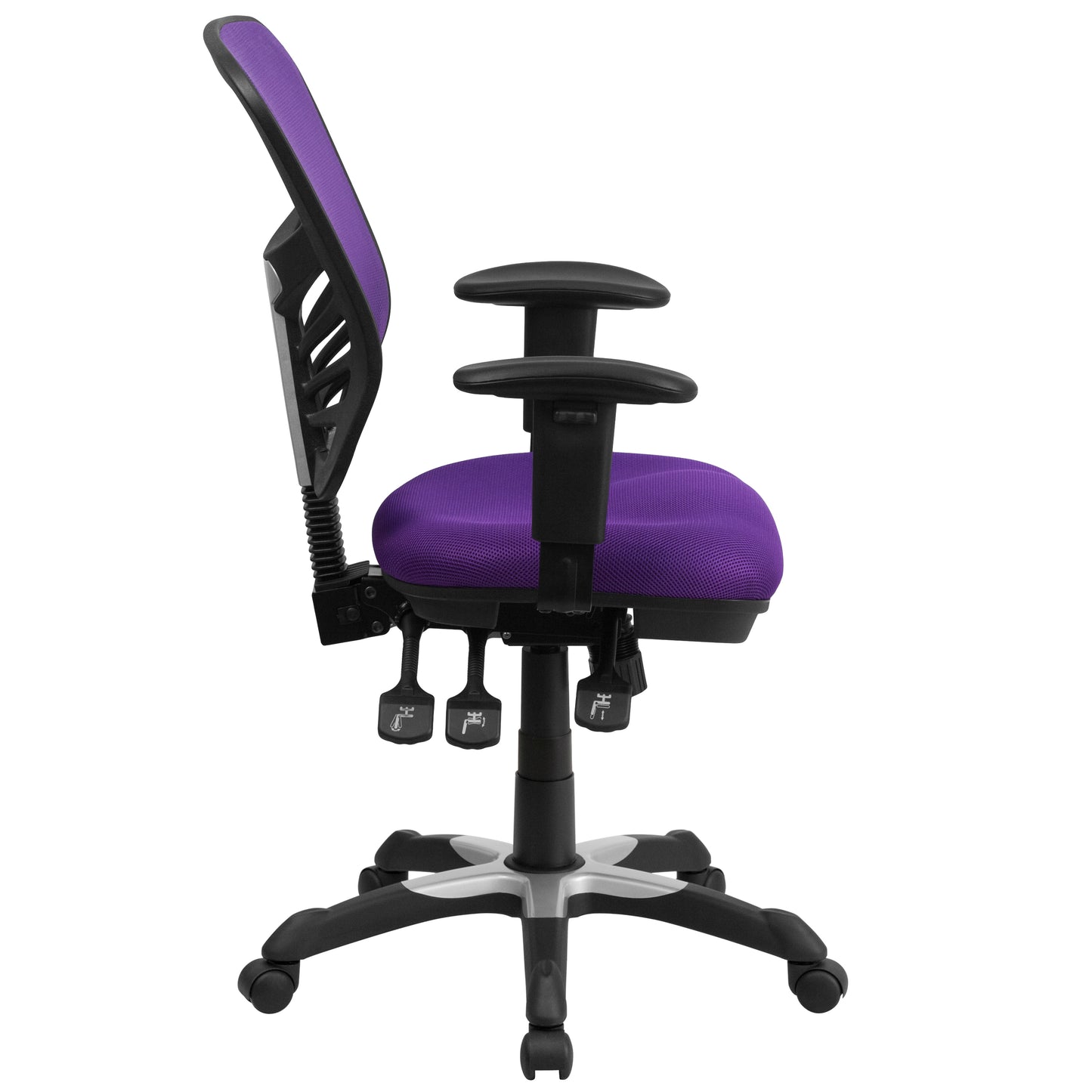 Nicholas Mid-Back Purple Mesh Multifunction Executive Swivel Ergonomic Office Chair with Adjustable Arms Purple/Black Frame