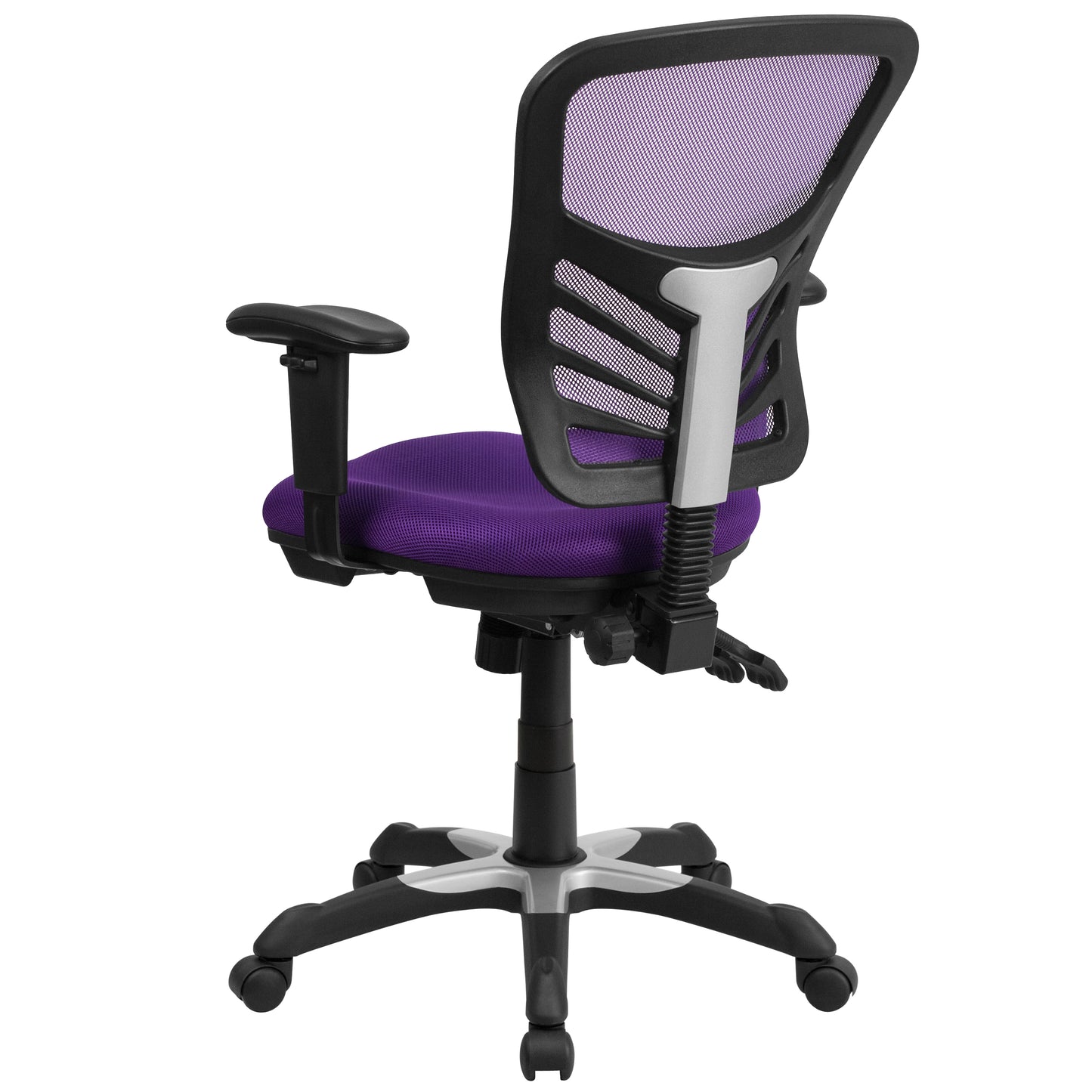 Nicholas Mid-Back Purple Mesh Multifunction Executive Swivel Ergonomic Office Chair with Adjustable Arms Purple/Black Frame