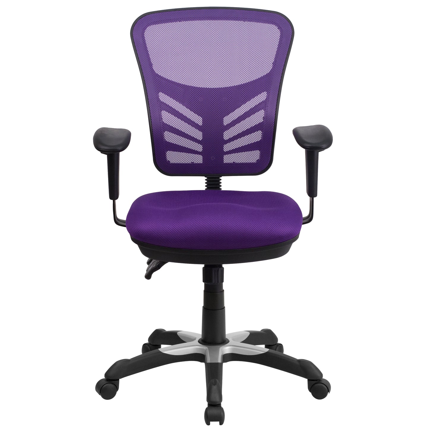 Nicholas Mid-Back Purple Mesh Multifunction Executive Swivel Ergonomic Office Chair with Adjustable Arms Purple/Black Frame