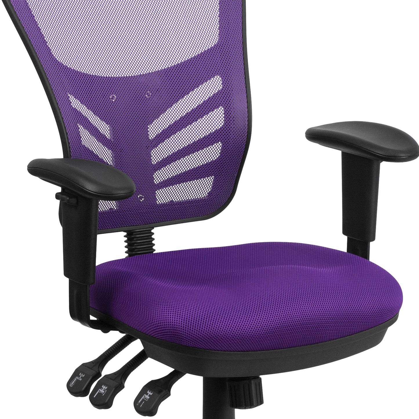 Nicholas Mid-Back Purple Mesh Multifunction Executive Swivel Ergonomic Office Chair with Adjustable Arms Purple/Black Frame