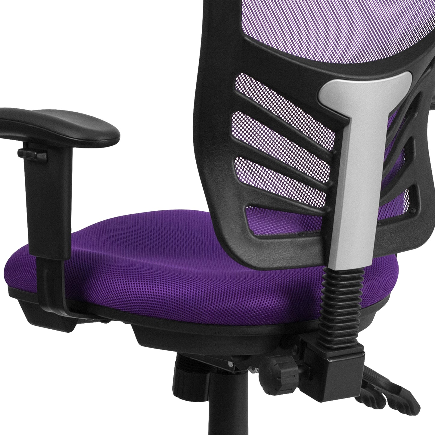 Nicholas Mid-Back Purple Mesh Multifunction Executive Swivel Ergonomic Office Chair with Adjustable Arms Purple/Black Frame