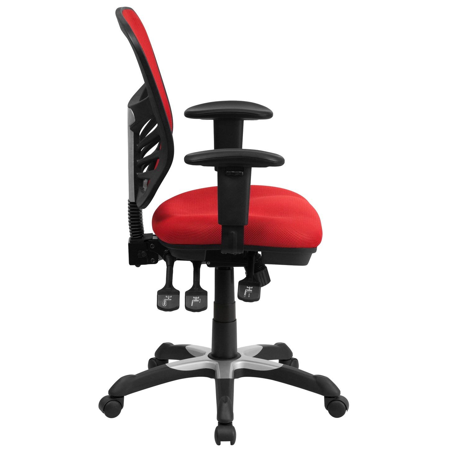 Nicholas Mid-Back Red Mesh Multifunction Executive Swivel Ergonomic Office Chair with Adjustable Arms Red/Black Frame