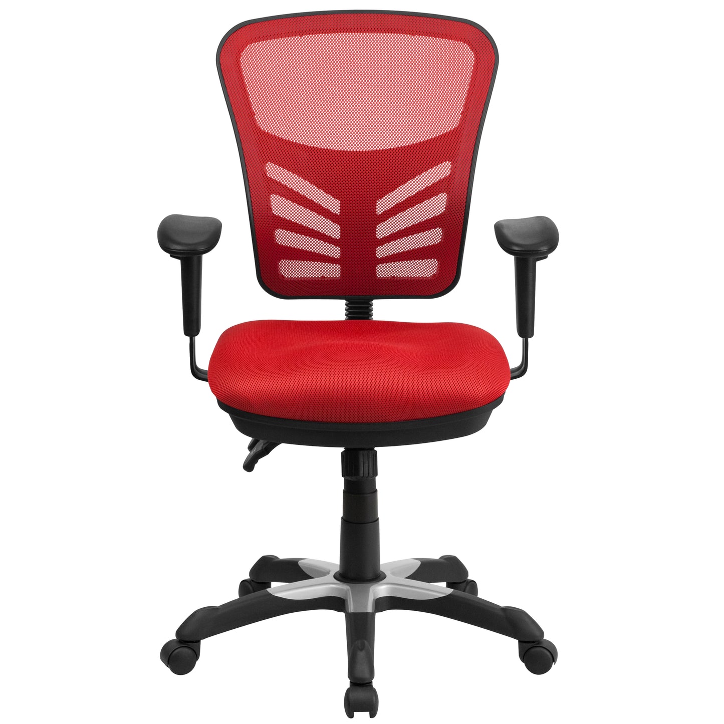 Nicholas Mid-Back Red Mesh Multifunction Executive Swivel Ergonomic Office Chair with Adjustable Arms Red/Black Frame
