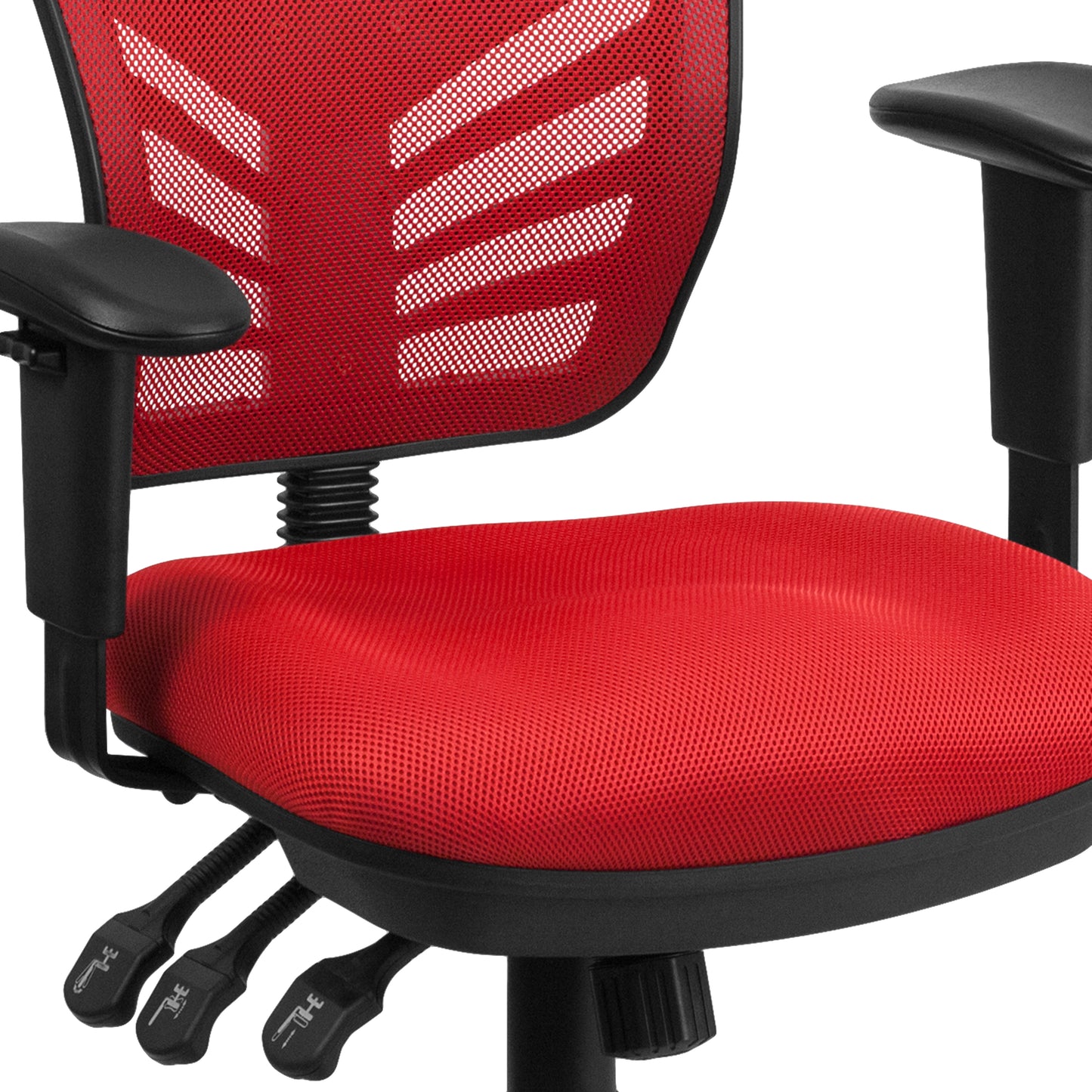 Nicholas Mid-Back Red Mesh Multifunction Executive Swivel Ergonomic Office Chair with Adjustable Arms Red/Black Frame