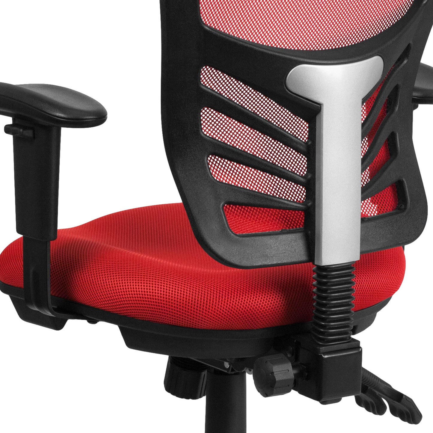 Nicholas Mid-Back Red Mesh Multifunction Executive Swivel Ergonomic Office Chair with Adjustable Arms Red/Black Frame