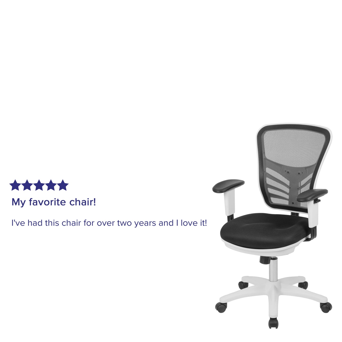 Nicholas Mid-Back Black Mesh Multifunction Executive Swivel Ergonomic Office Chair with Adjustable Arms and White Frame Black Mesh/White Frame