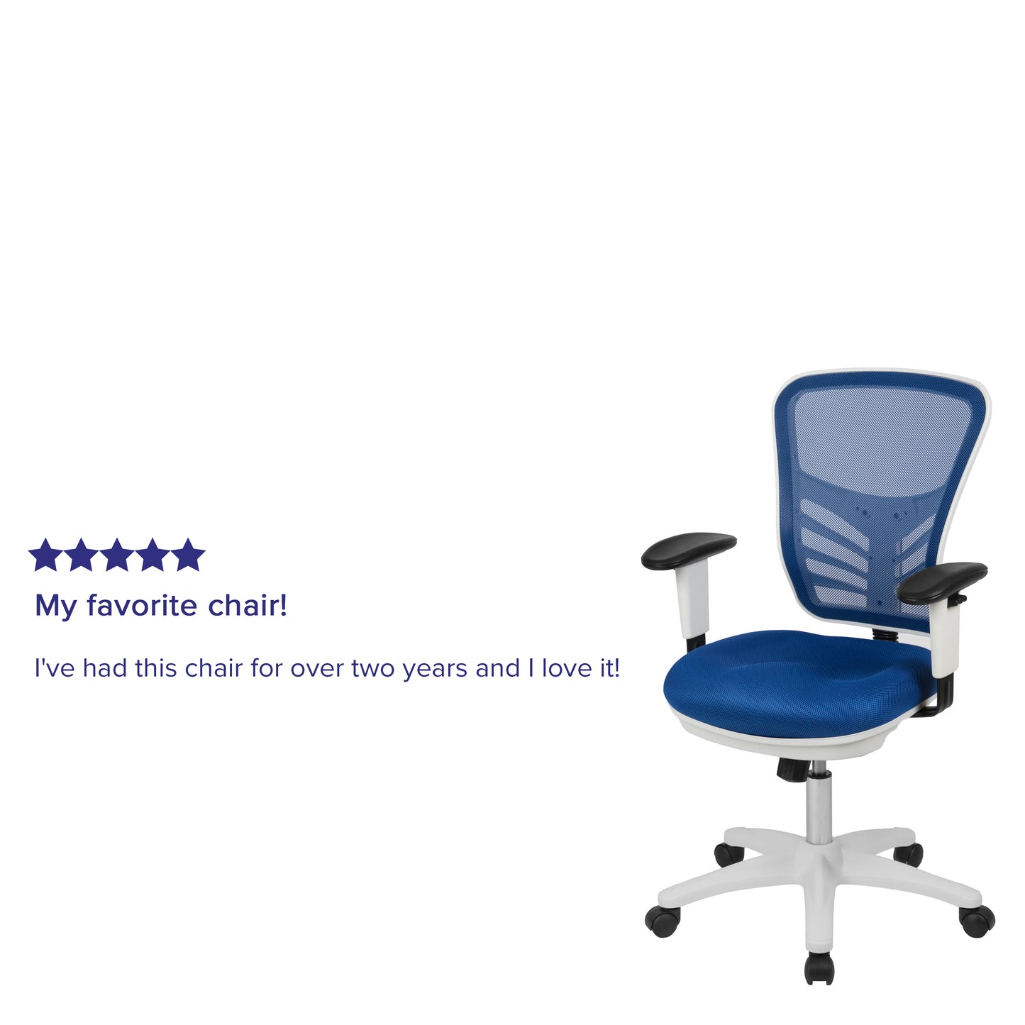Nicholas Mid-Back Blue Mesh Multifunction Executive Swivel Ergonomic Office Chair with Adjustable Arms and White Frame Blue Mesh/White Frame