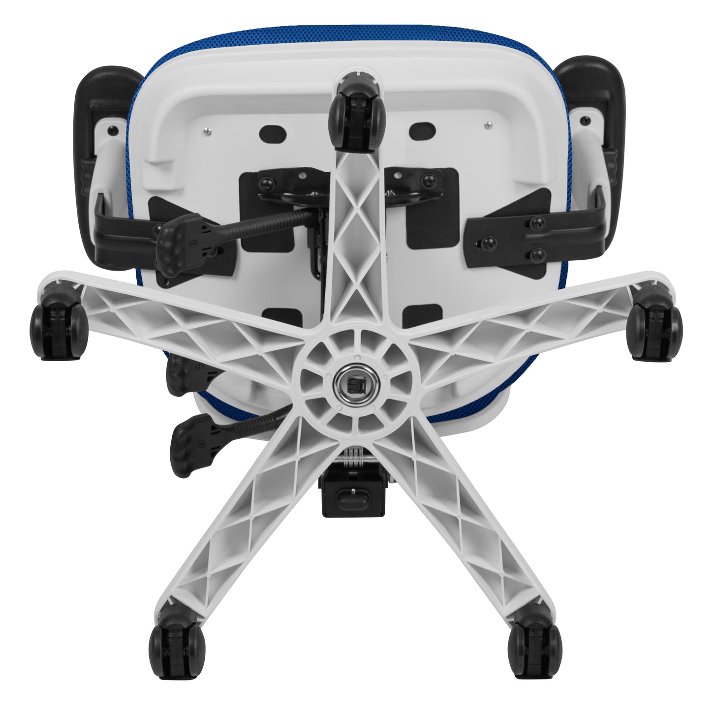 Nicholas Mid-Back Blue Mesh Multifunction Executive Swivel Ergonomic Office Chair with Adjustable Arms and White Frame Blue Mesh/White Frame