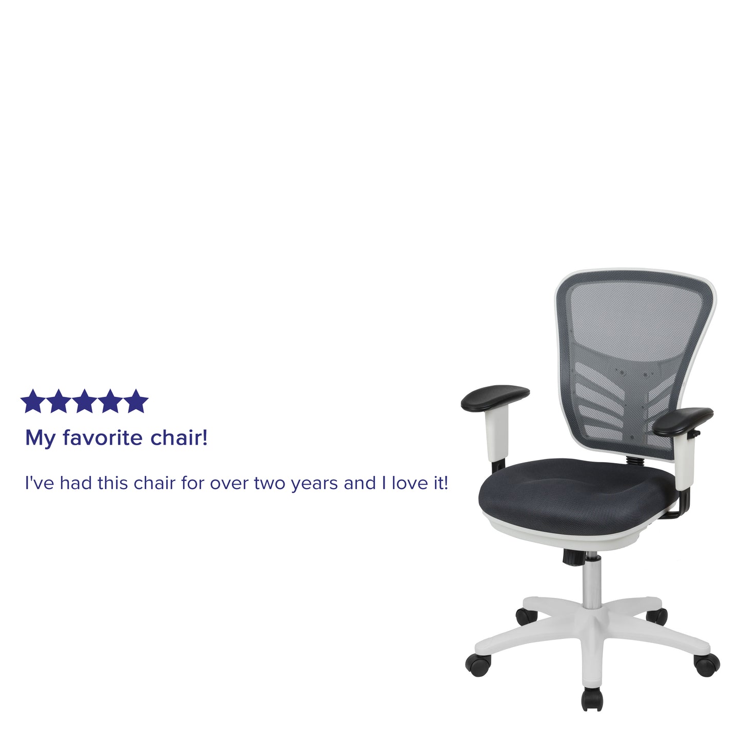 Nicholas Mid-Back Dark Gray Mesh Multifunction Executive Swivel Ergonomic Office Chair with Adjustable Arms and White Frame Dark Gray Mesh/White Frame