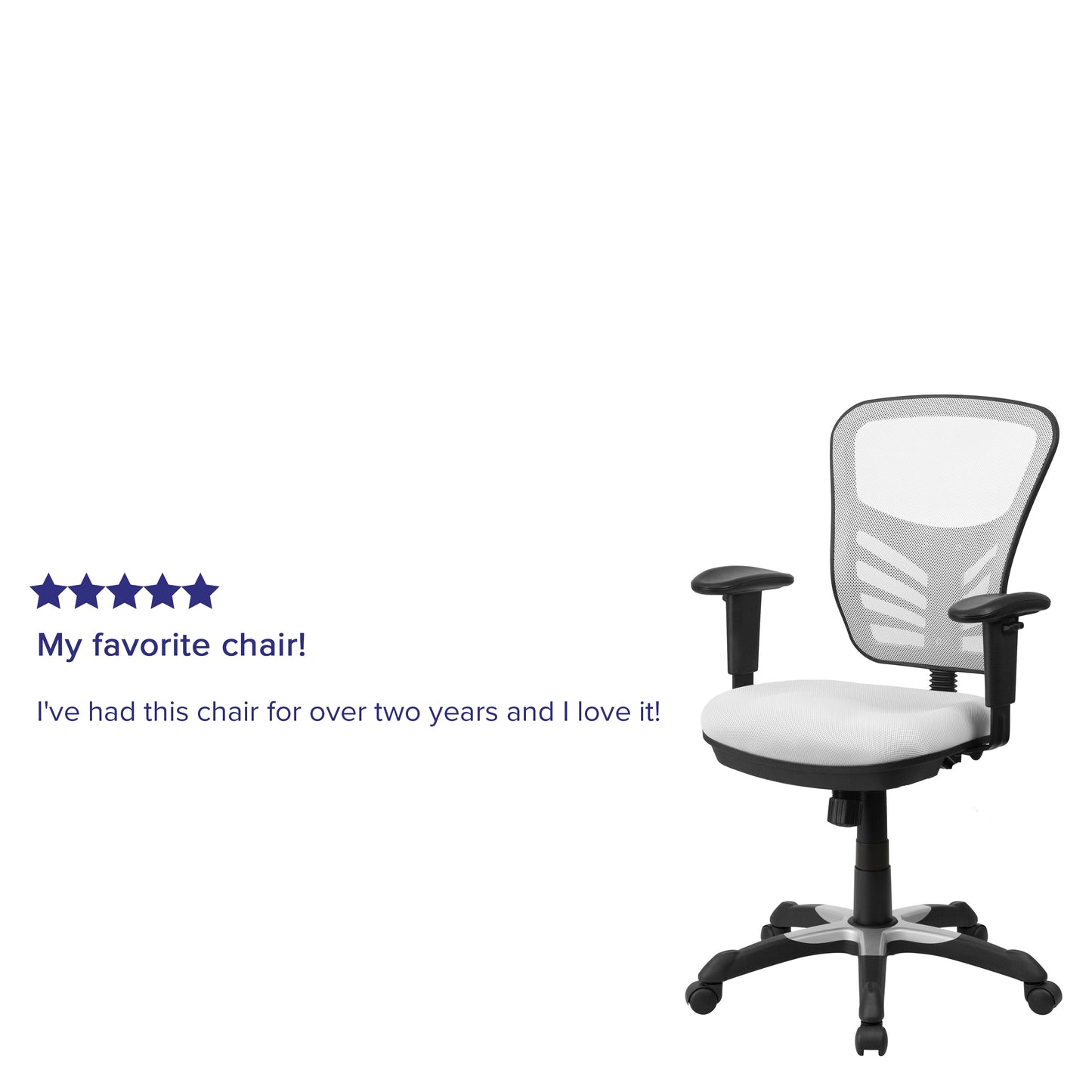 Nicholas Mid-Back White Mesh Multifunction Executive Swivel Ergonomic Office Chair with Adjustable Arms White/Black Frame