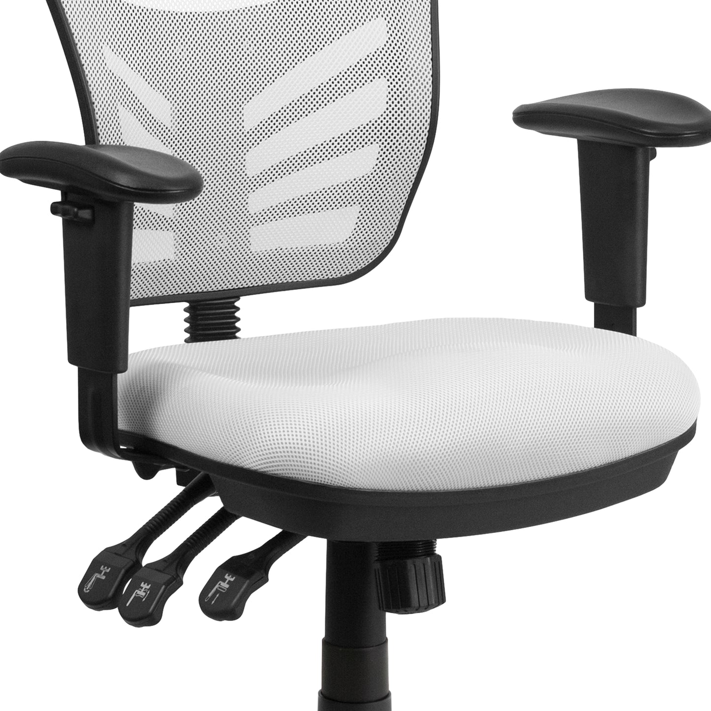 Nicholas Mid-Back White Mesh Multifunction Executive Swivel Ergonomic Office Chair with Adjustable Arms White/Black Frame