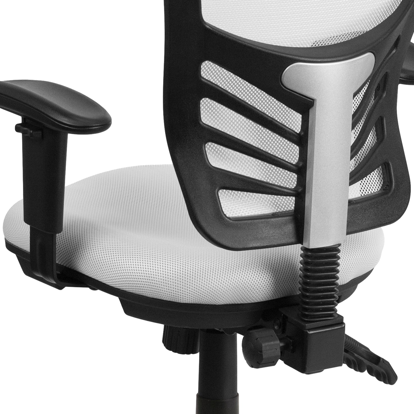 Nicholas Mid-Back White Mesh Multifunction Executive Swivel Ergonomic Office Chair with Adjustable Arms White/Black Frame