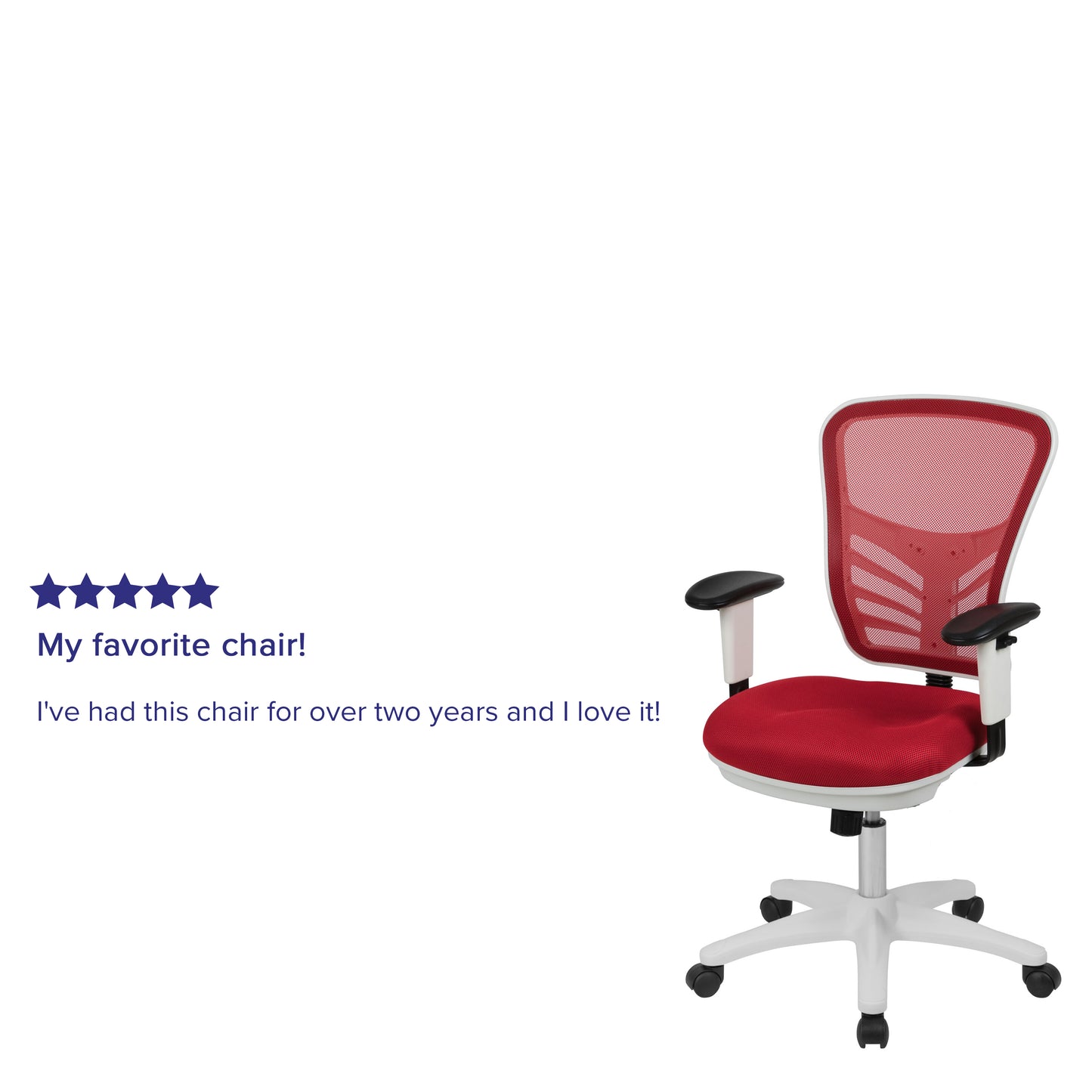 Nicholas Mid-Back Red Mesh Multifunction Executive Swivel Ergonomic Office Chair with Adjustable Arms and White Frame Red Mesh/White Frame