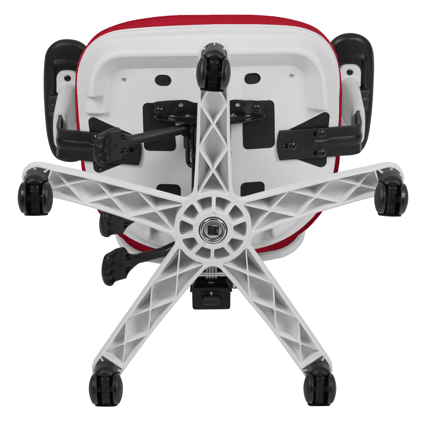 Nicholas Mid-Back Red Mesh Multifunction Executive Swivel Ergonomic Office Chair with Adjustable Arms and White Frame Red Mesh/White Frame