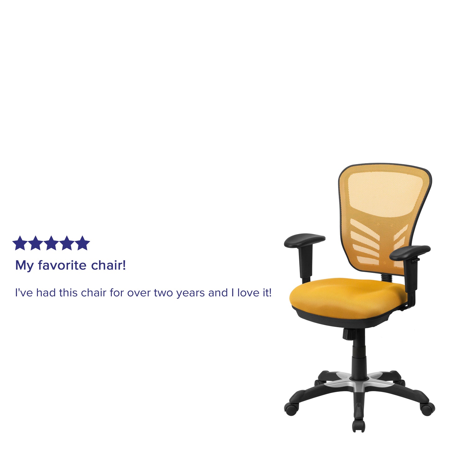 Nicholas Mid-Back Yellow-Orange Mesh Multifunction Executive Swivel Ergonomic Office Chair with Adjustable Arms Yellow-Orange/Black Frame
