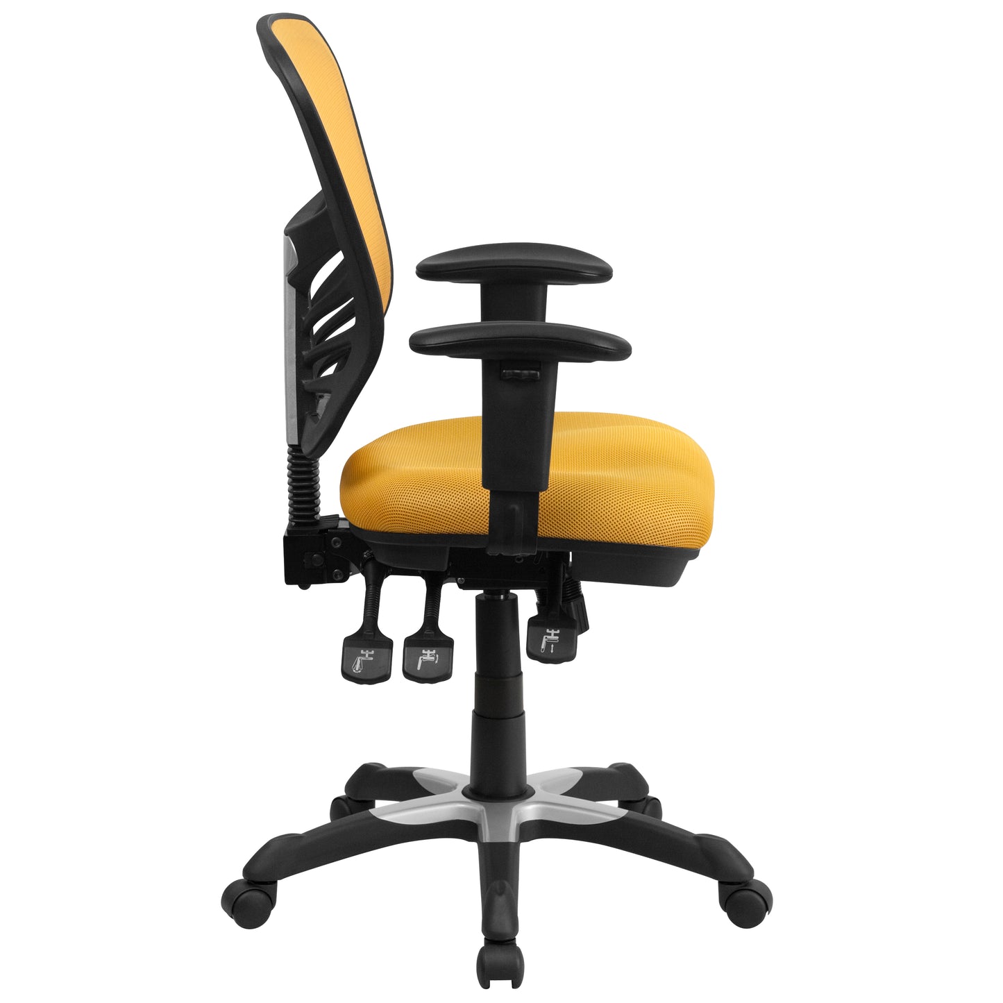 Nicholas Mid-Back Yellow-Orange Mesh Multifunction Executive Swivel Ergonomic Office Chair with Adjustable Arms Yellow-Orange/Black Frame