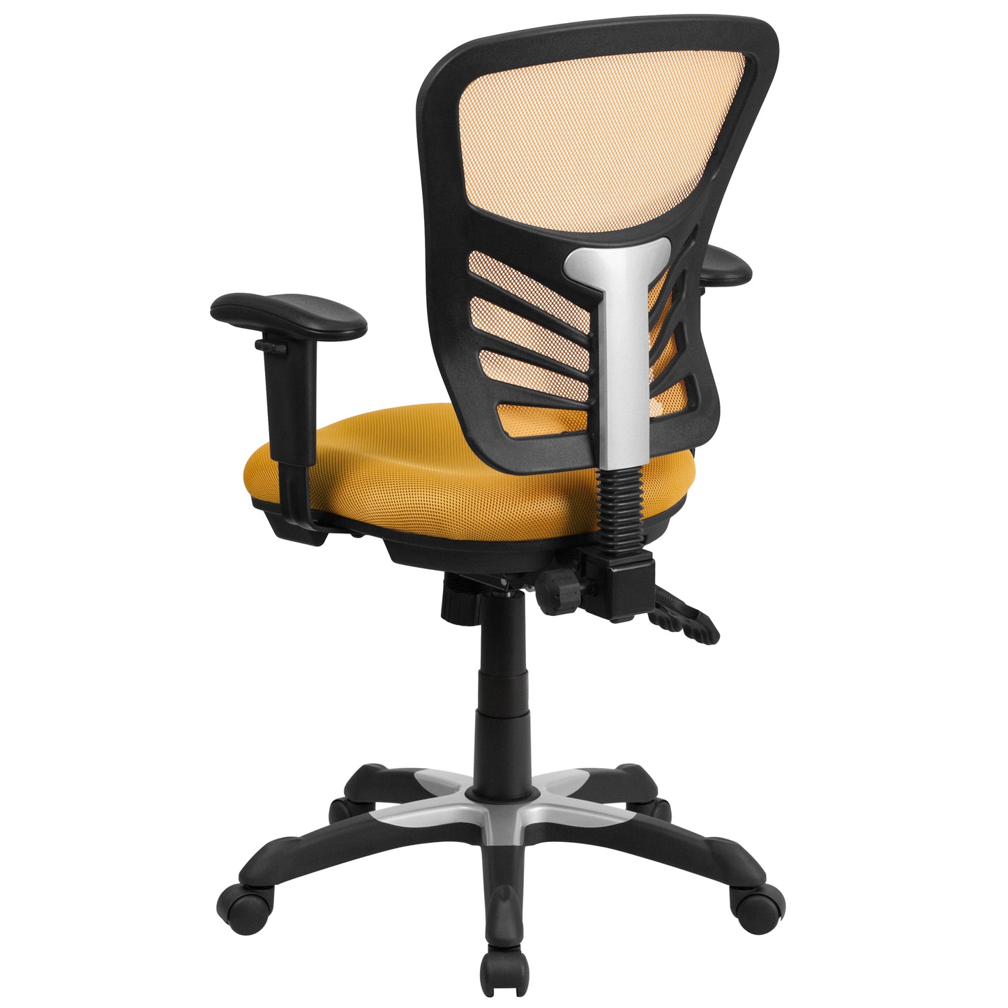 Nicholas Mid-Back Yellow-Orange Mesh Multifunction Executive Swivel Ergonomic Office Chair with Adjustable Arms Yellow-Orange/Black Frame