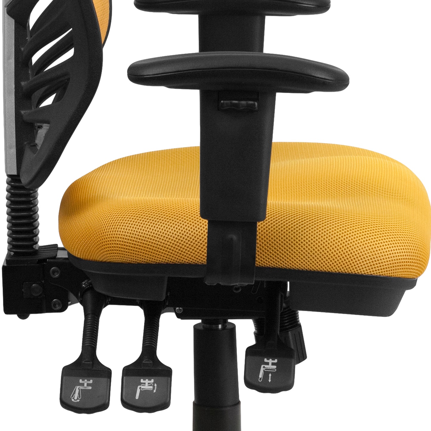 Nicholas Mid-Back Yellow-Orange Mesh Multifunction Executive Swivel Ergonomic Office Chair with Adjustable Arms Yellow-Orange/Black Frame