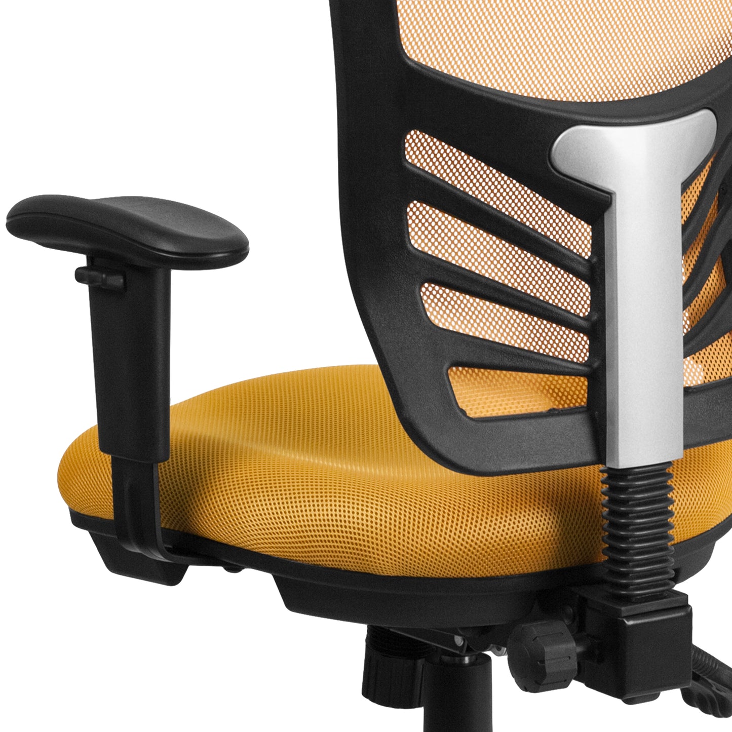 Nicholas Mid-Back Yellow-Orange Mesh Multifunction Executive Swivel Ergonomic Office Chair with Adjustable Arms Yellow-Orange/Black Frame