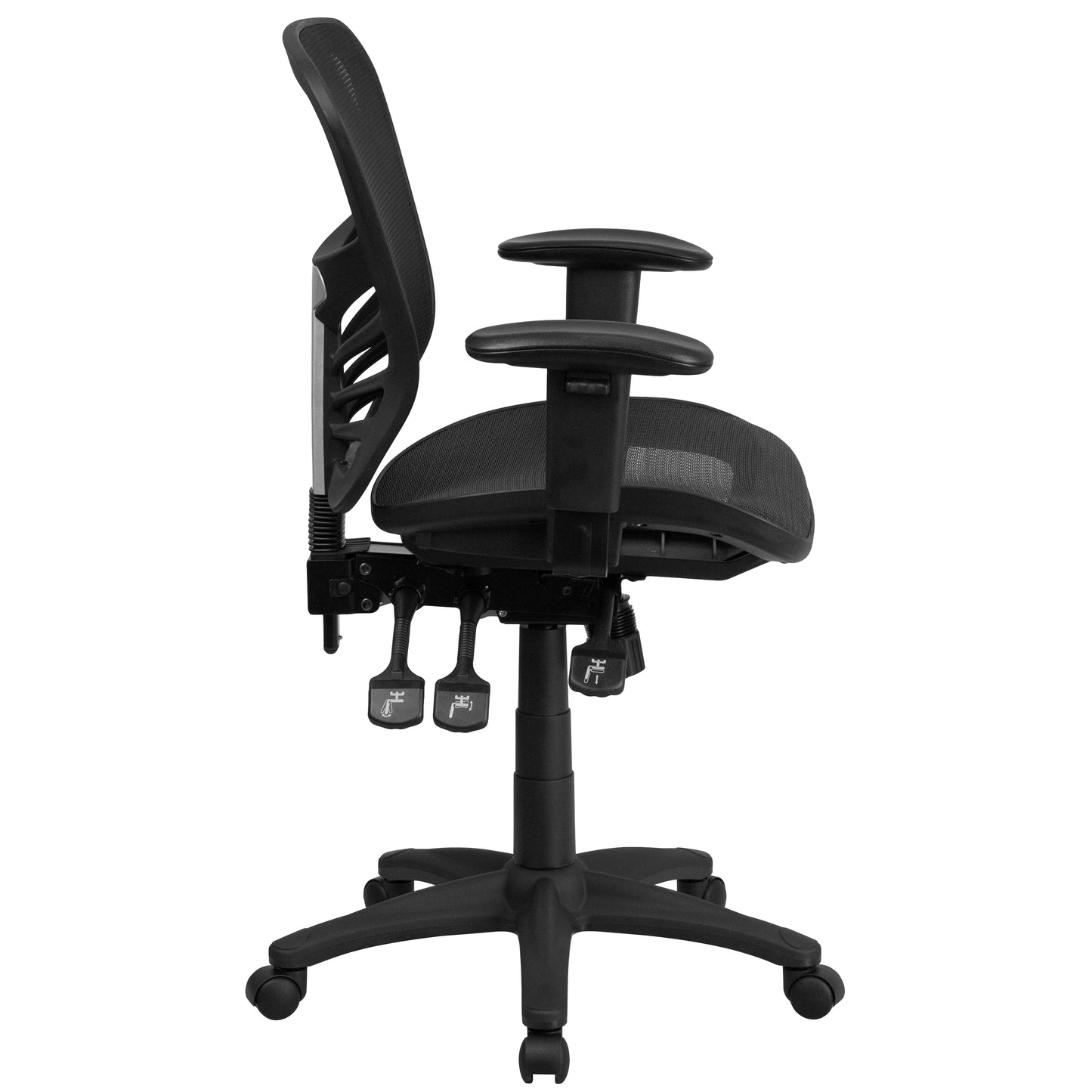 Nicholas Mid-Back Transparent Black Mesh Multifunction Executive Swivel Ergonomic Office Chair with Adjustable Arms Black
