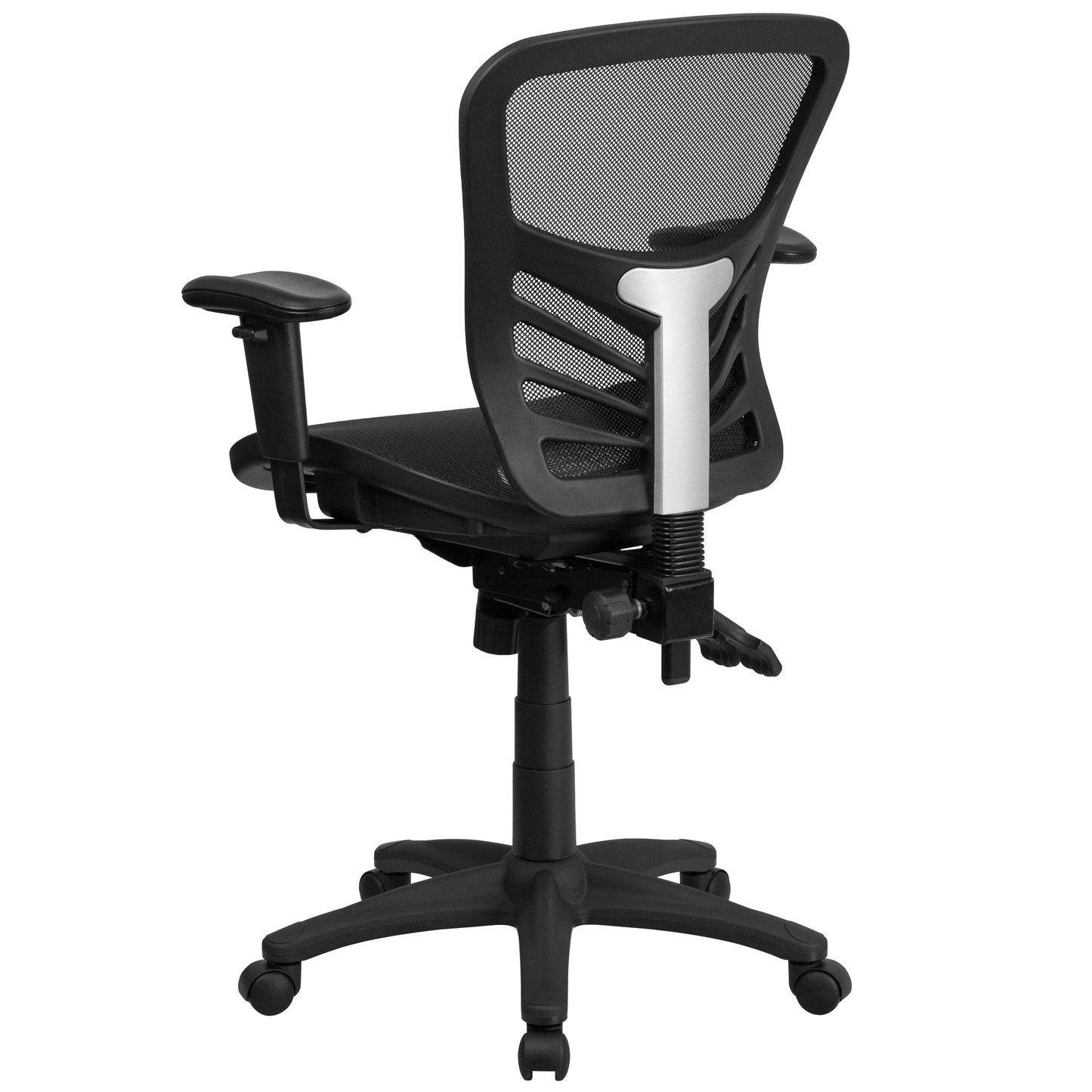 Nicholas Mid-Back Transparent Black Mesh Multifunction Executive Swivel Ergonomic Office Chair with Adjustable Arms Black