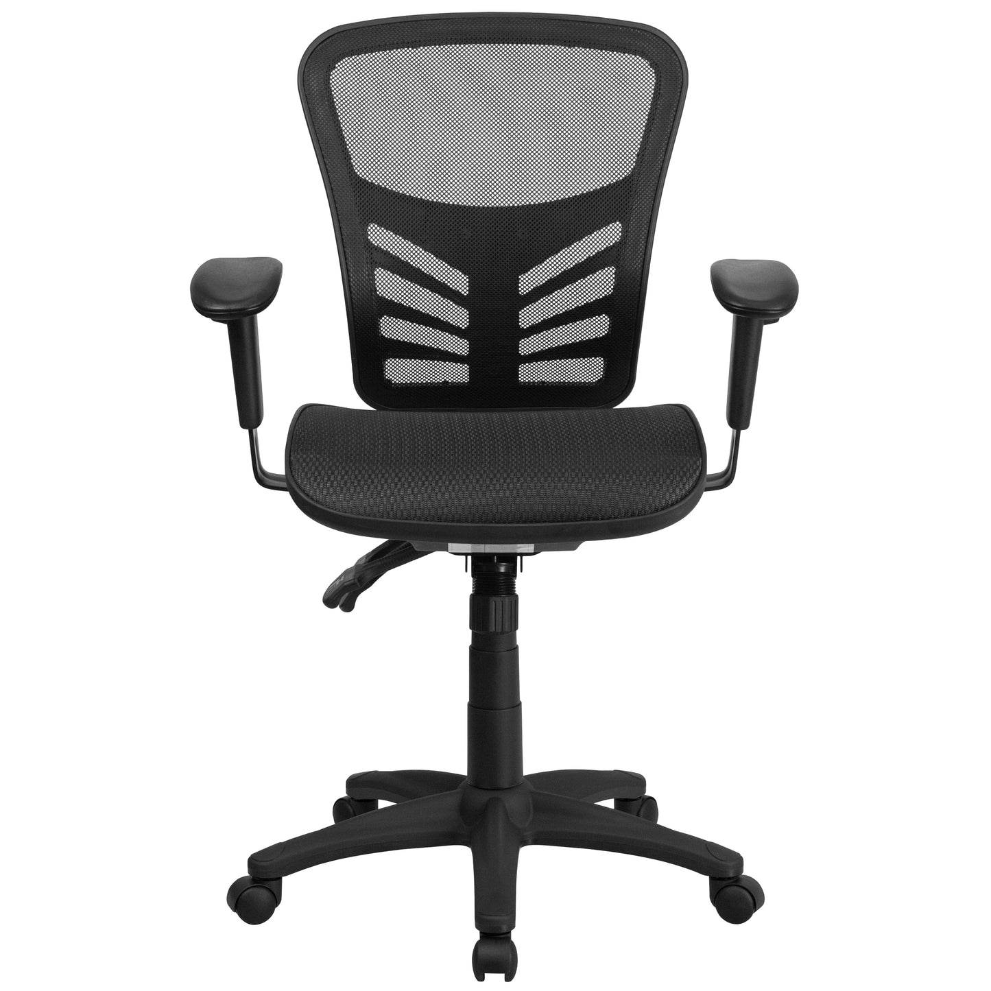 Nicholas Mid-Back Transparent Black Mesh Multifunction Executive Swivel Ergonomic Office Chair with Adjustable Arms Black