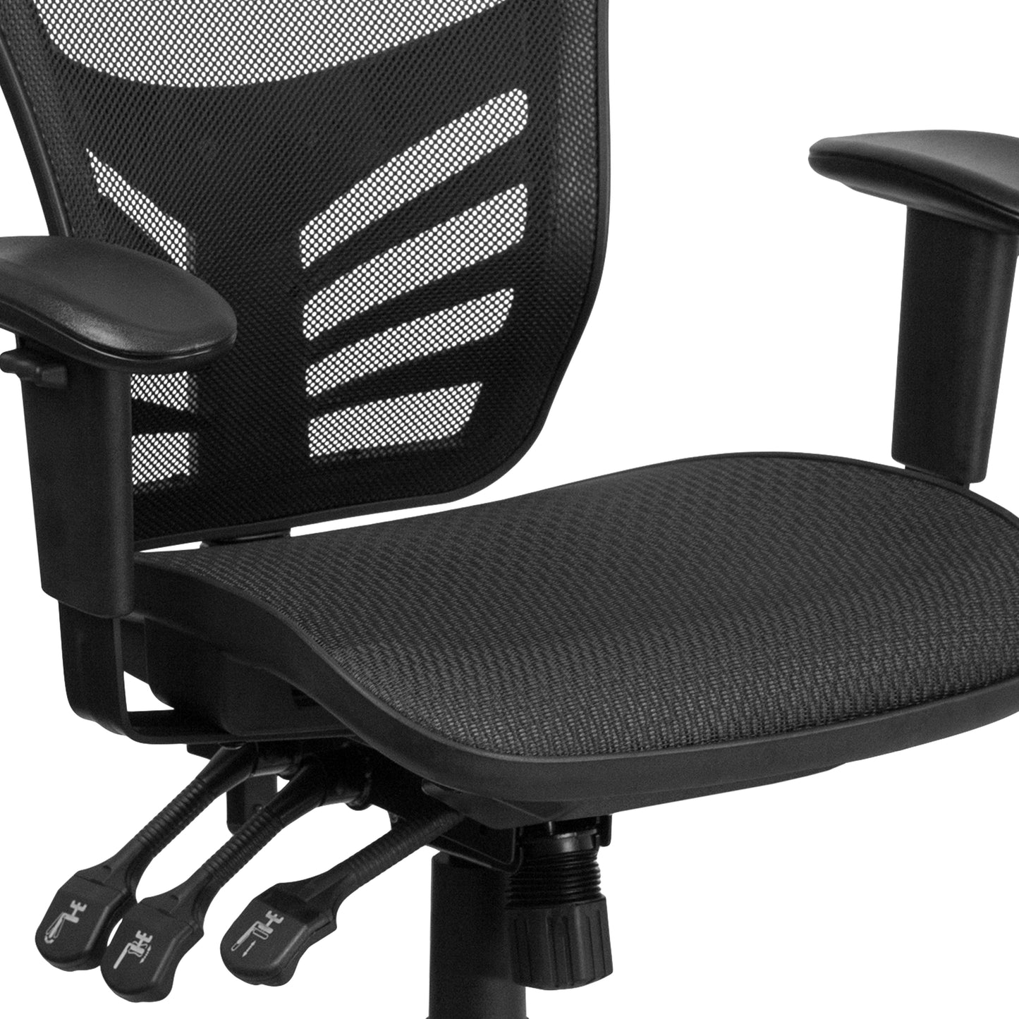 Nicholas Mid-Back Transparent Black Mesh Multifunction Executive Swivel Ergonomic Office Chair with Adjustable Arms Black