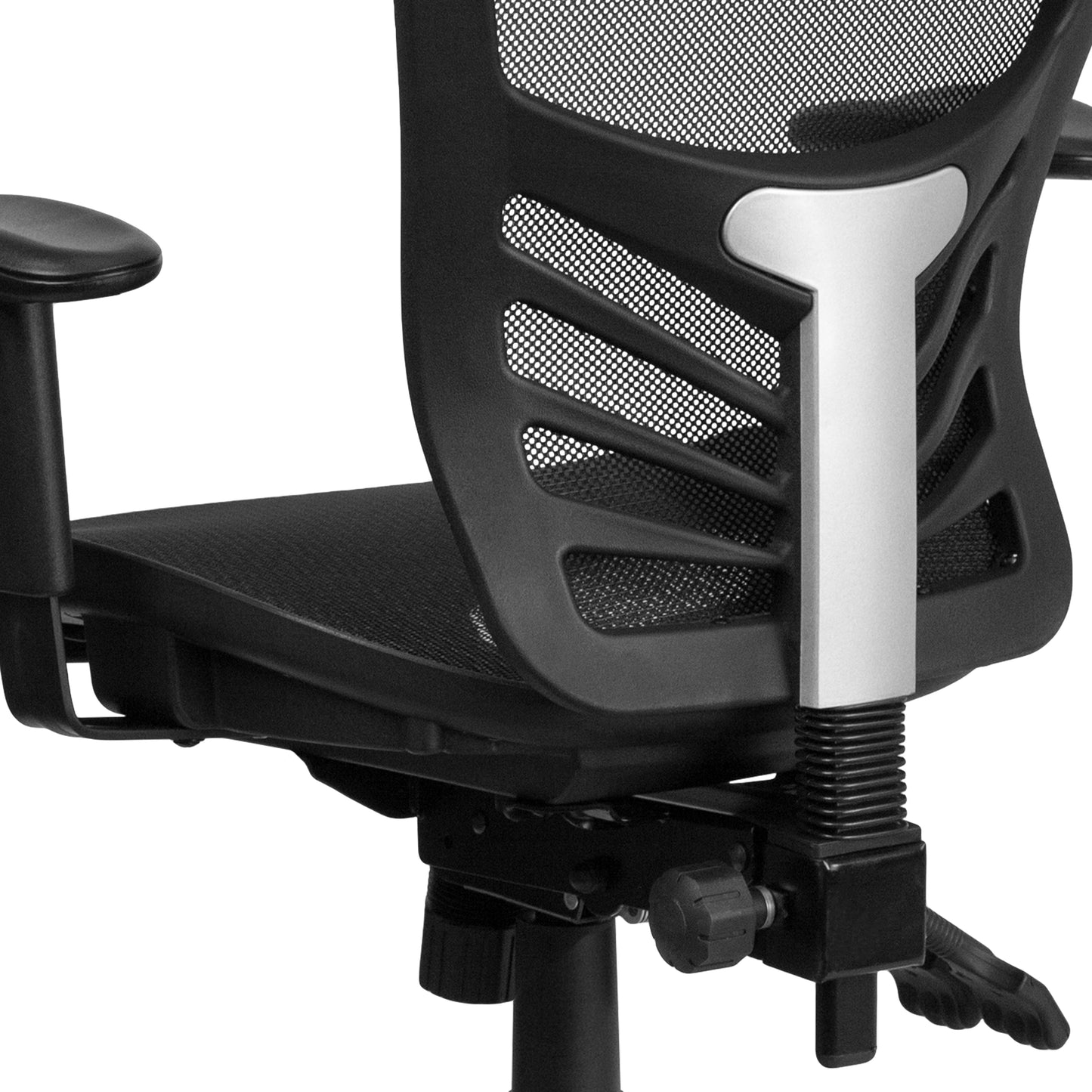 Nicholas Mid-Back Transparent Black Mesh Multifunction Executive Swivel Ergonomic Office Chair with Adjustable Arms Black