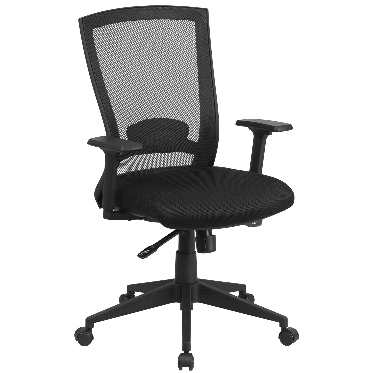 Cleo Mid-Back Black Mesh Executive Swivel Ergonomic Office Chair with Back Angle Adjustment and Adjustable Arms Black