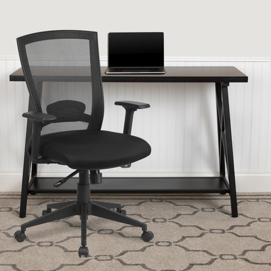 Cleo Mid-Back Black Mesh Executive Swivel Ergonomic Office Chair with Back Angle Adjustment and Adjustable Arms Black HL-0004K-GG