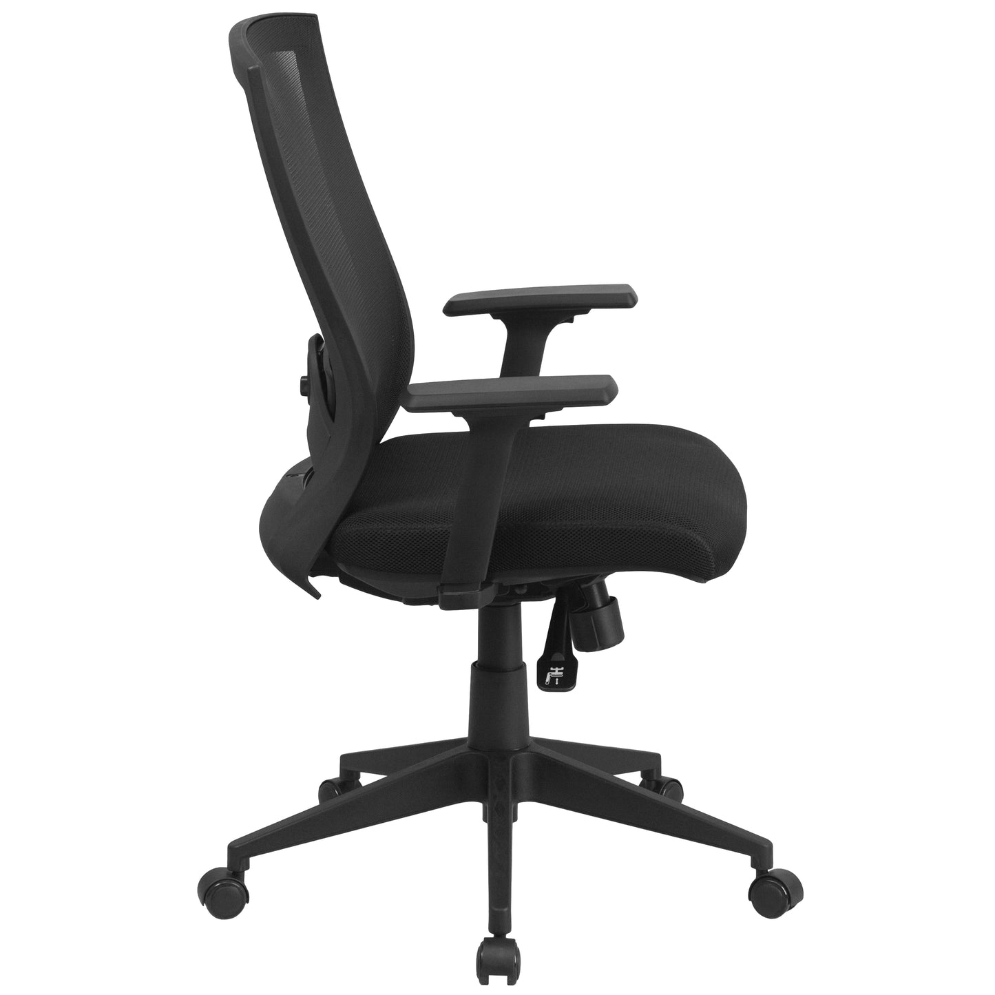 Cleo Mid-Back Black Mesh Executive Swivel Ergonomic Office Chair with Back Angle Adjustment and Adjustable Arms Black