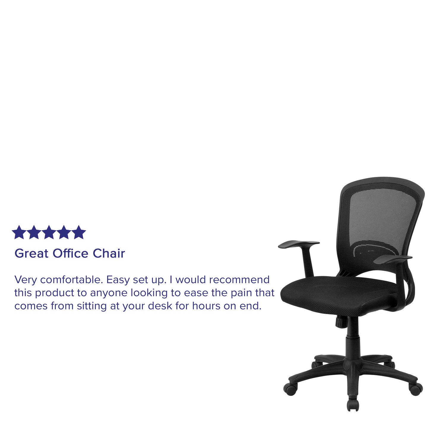 Manny Mid-Back Designer Black Mesh Swivel Task Office Chair with Arms Black