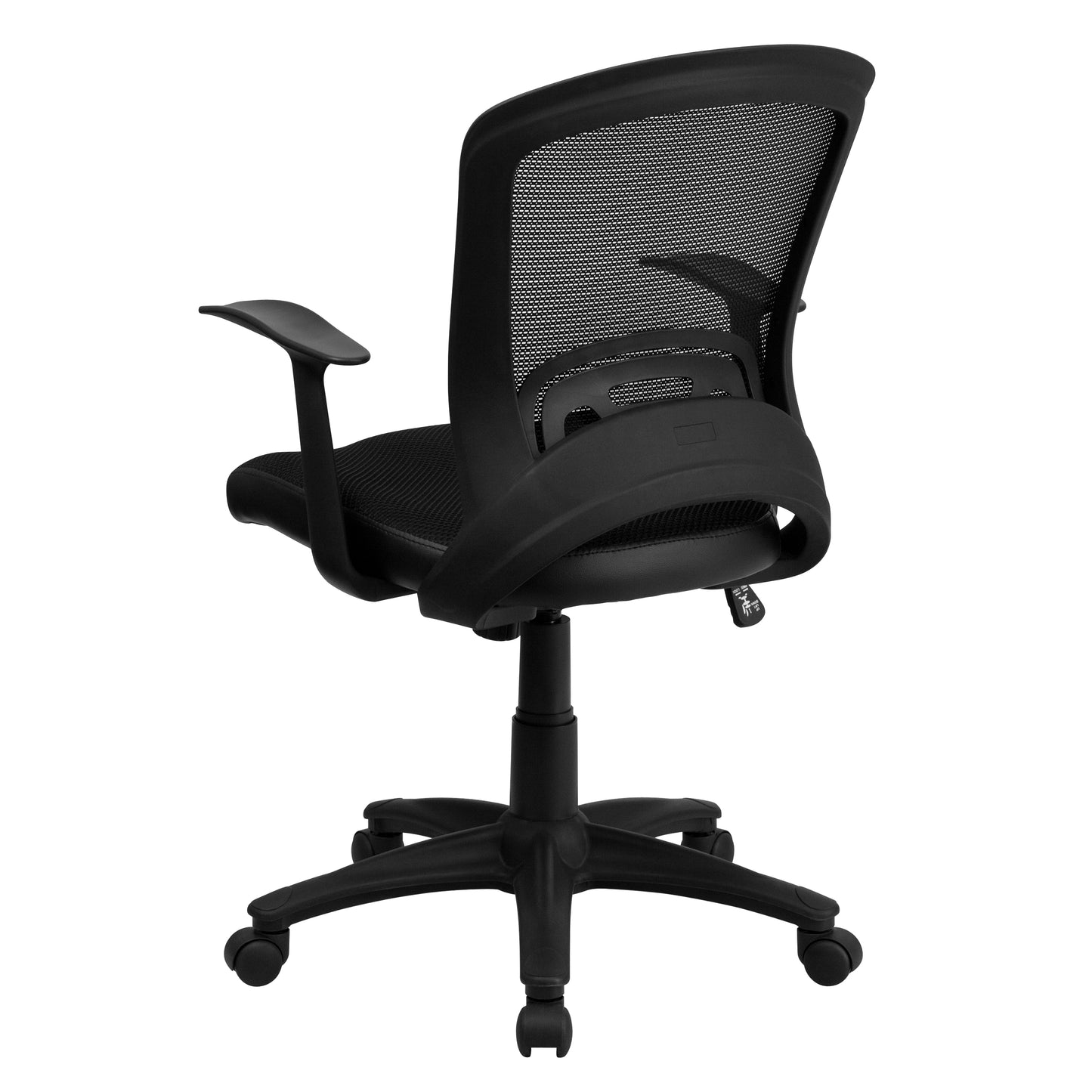 Manny Mid-Back Designer Black Mesh Swivel Task Office Chair with Arms Black