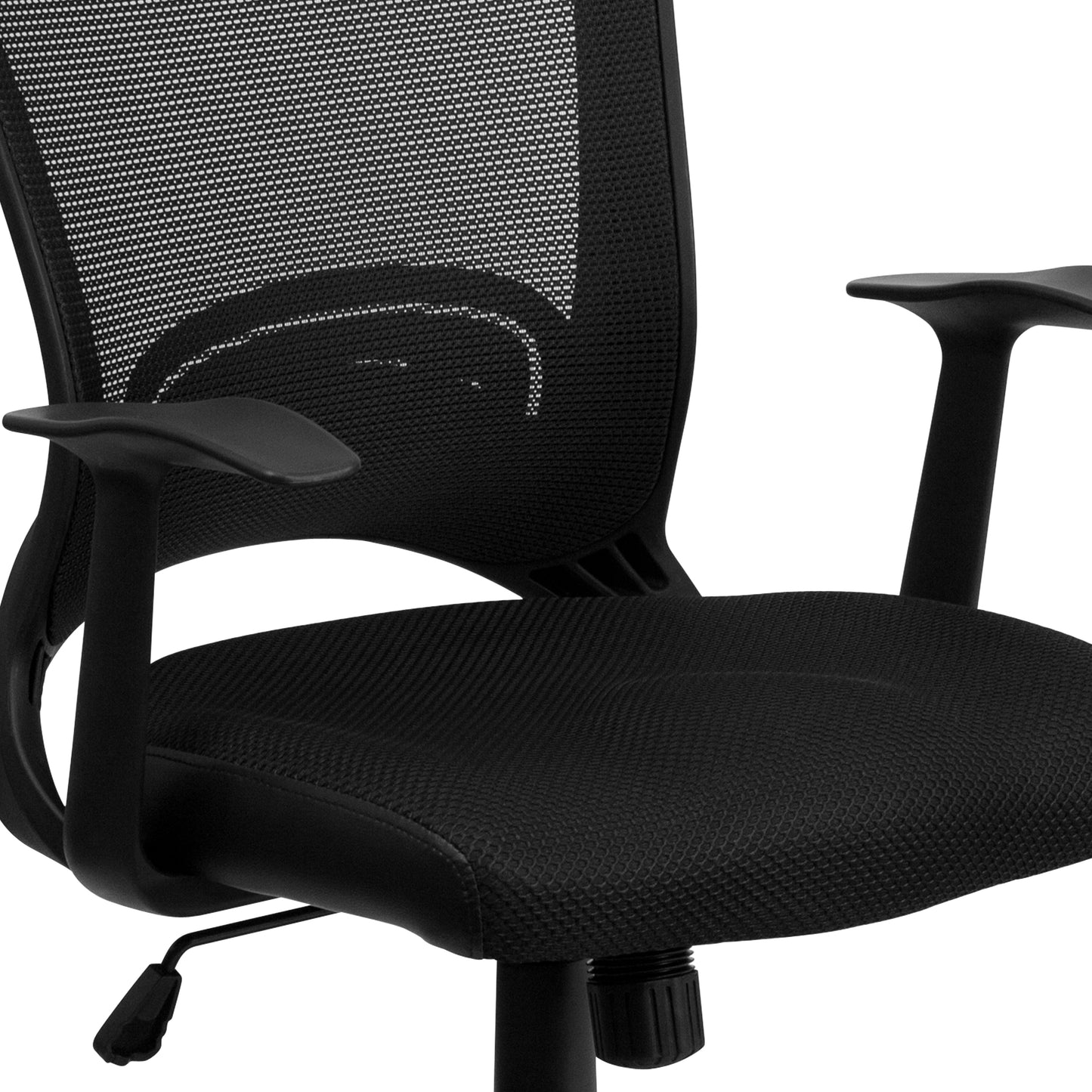 Manny Mid-Back Designer Black Mesh Swivel Task Office Chair with Arms Black