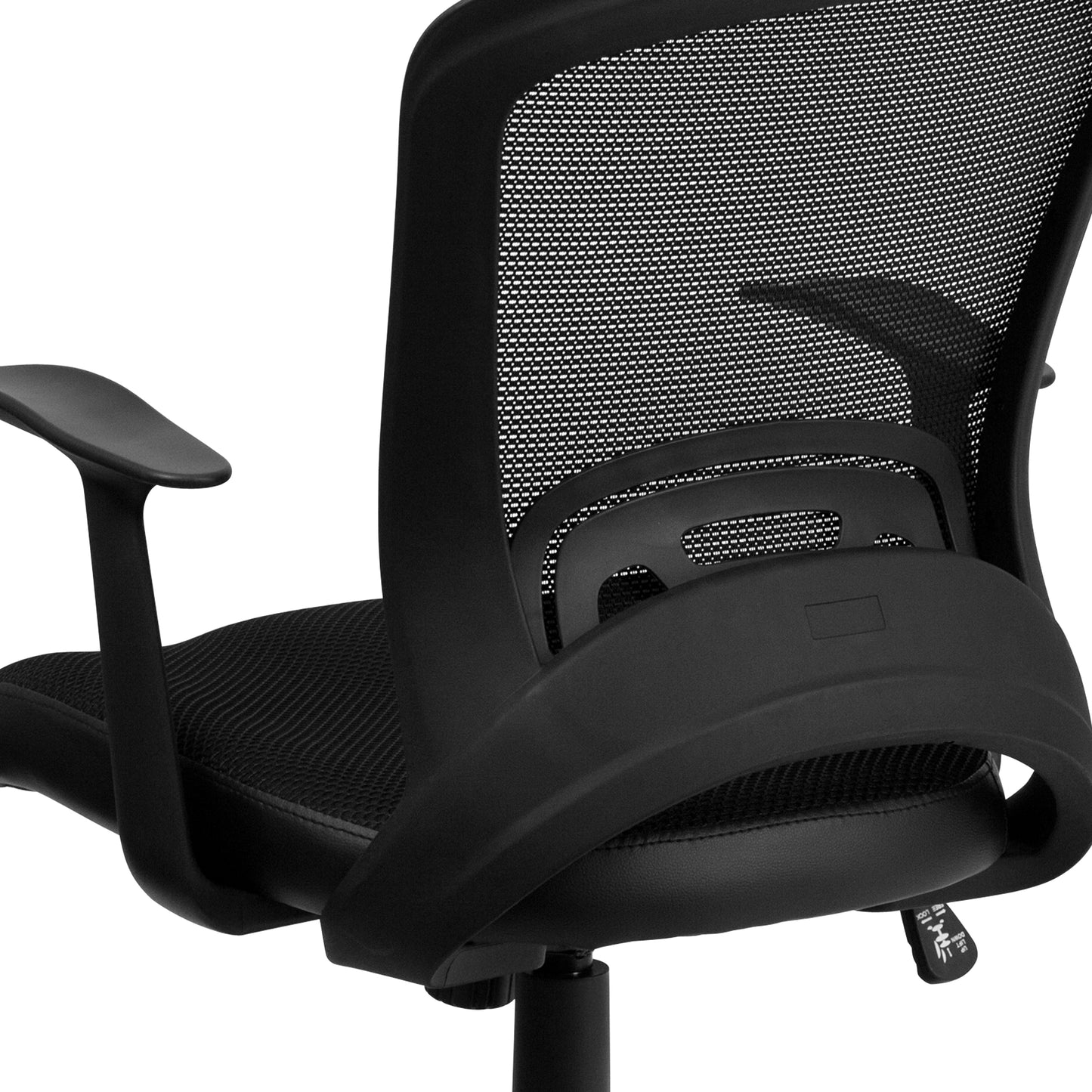 Manny Mid-Back Designer Black Mesh Swivel Task Office Chair with Arms Black