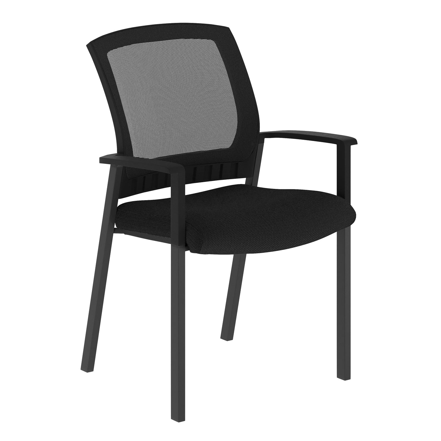 HERCULES Commercial Black Mesh Stackable Side Chair with Arms and Powder Coated Black Steel Frame Black